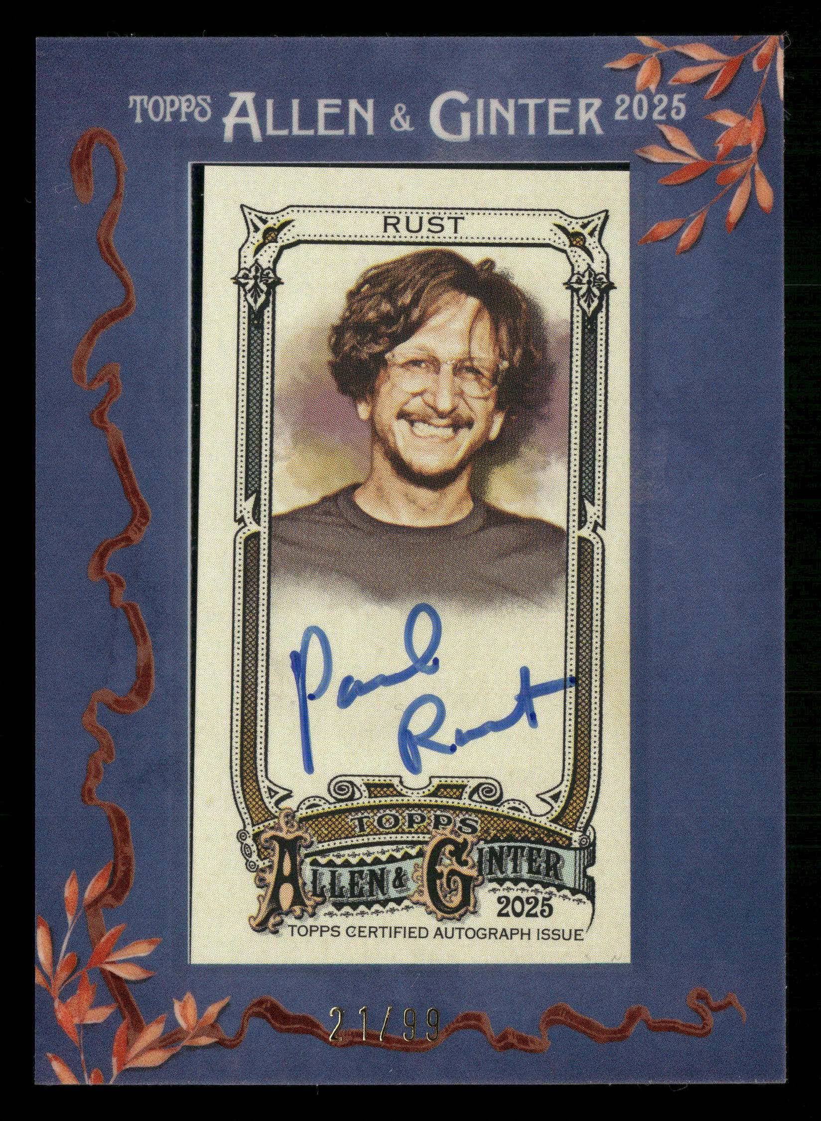 2025 Topps Allen & Ginter #MA-PR Paul Rust Framed Auto Blue Framed #/99