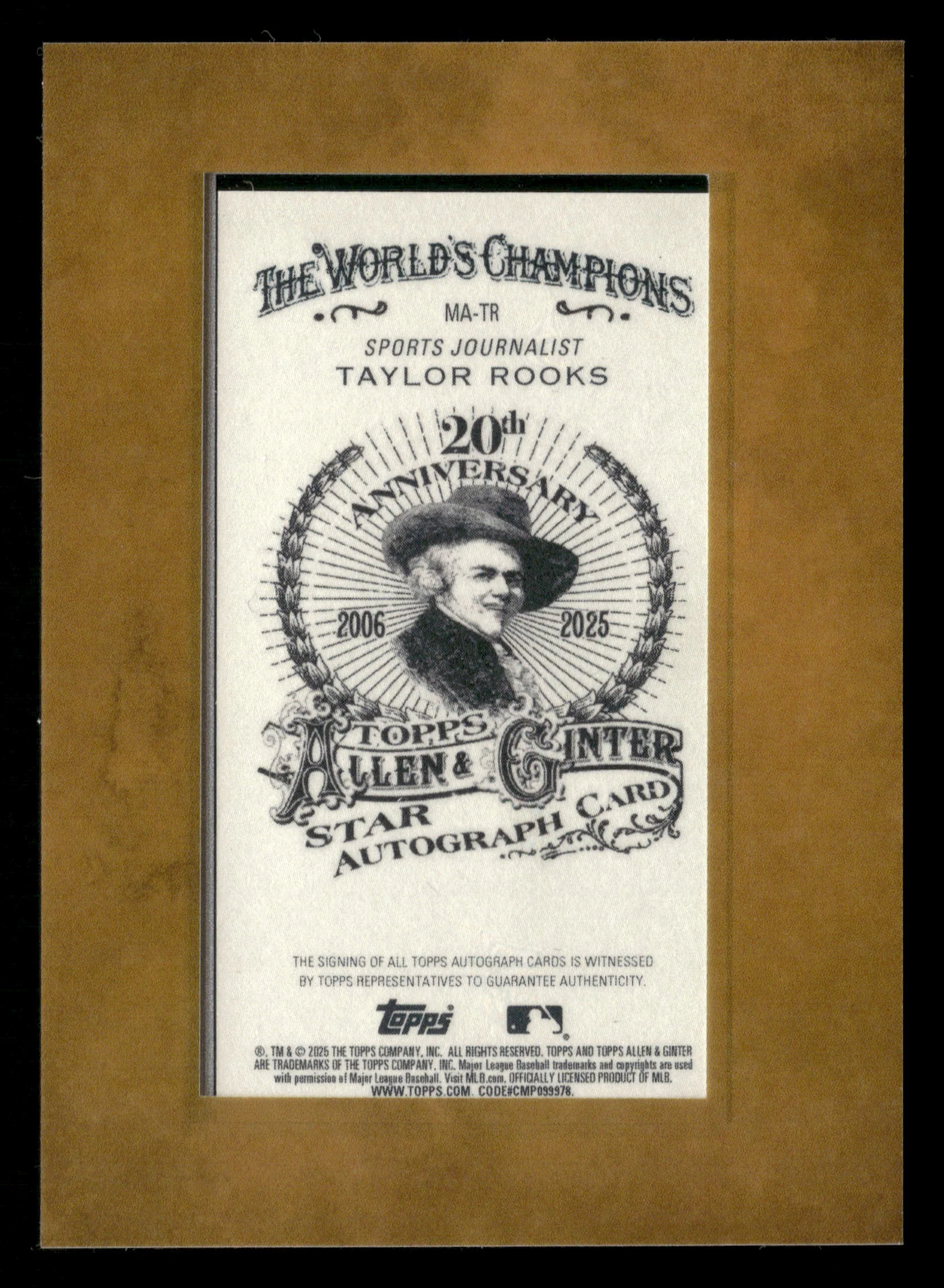 2025 Topps Allen & Ginter #MA-TR Taylor Rooks Framed Mini Auto - Image 2