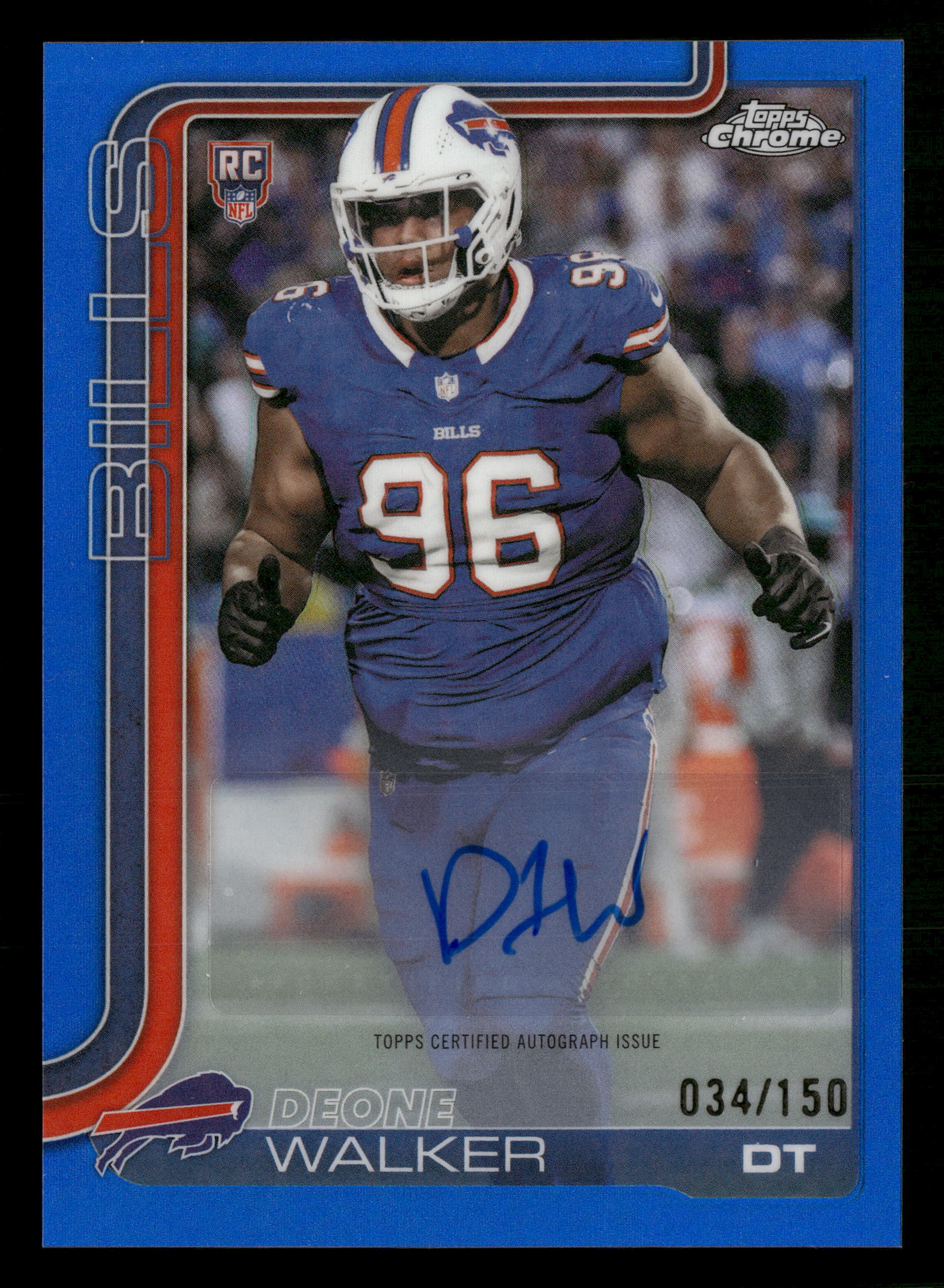 2025 Topps Chrome #360 Deone Walker Refractor Blue Auto /150