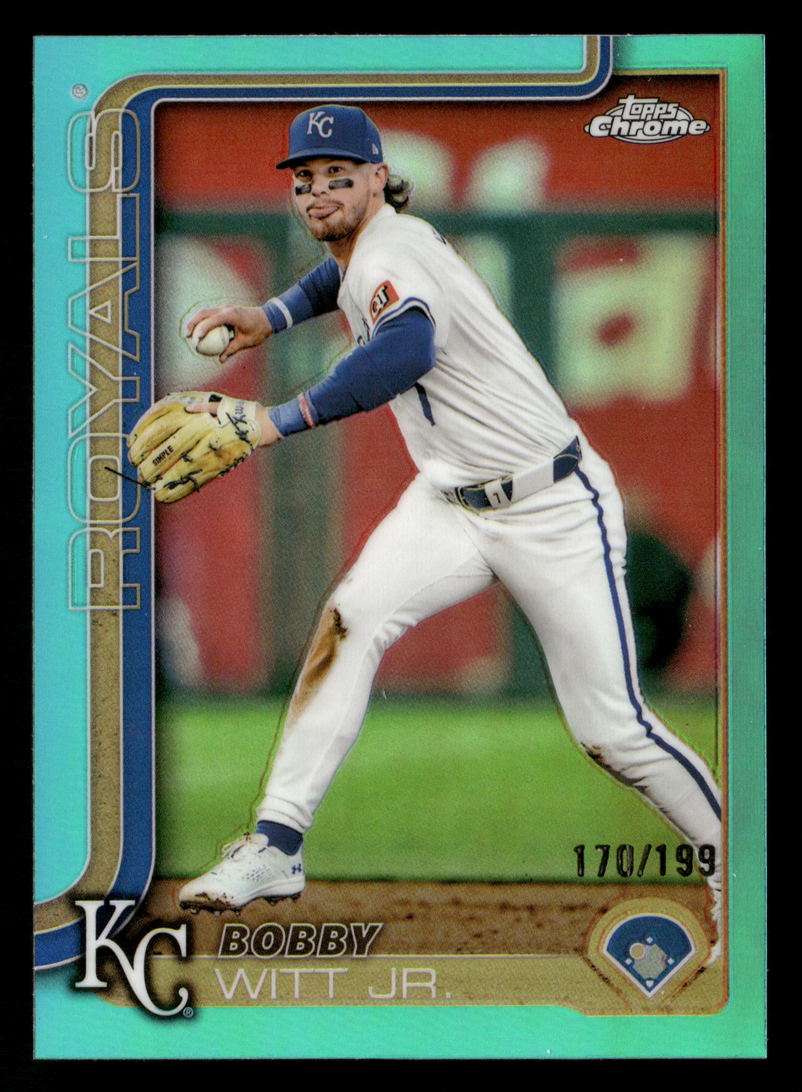 2025 Topps Chrome #93 Bobby Witt Jr. Aqua Refractors #/199