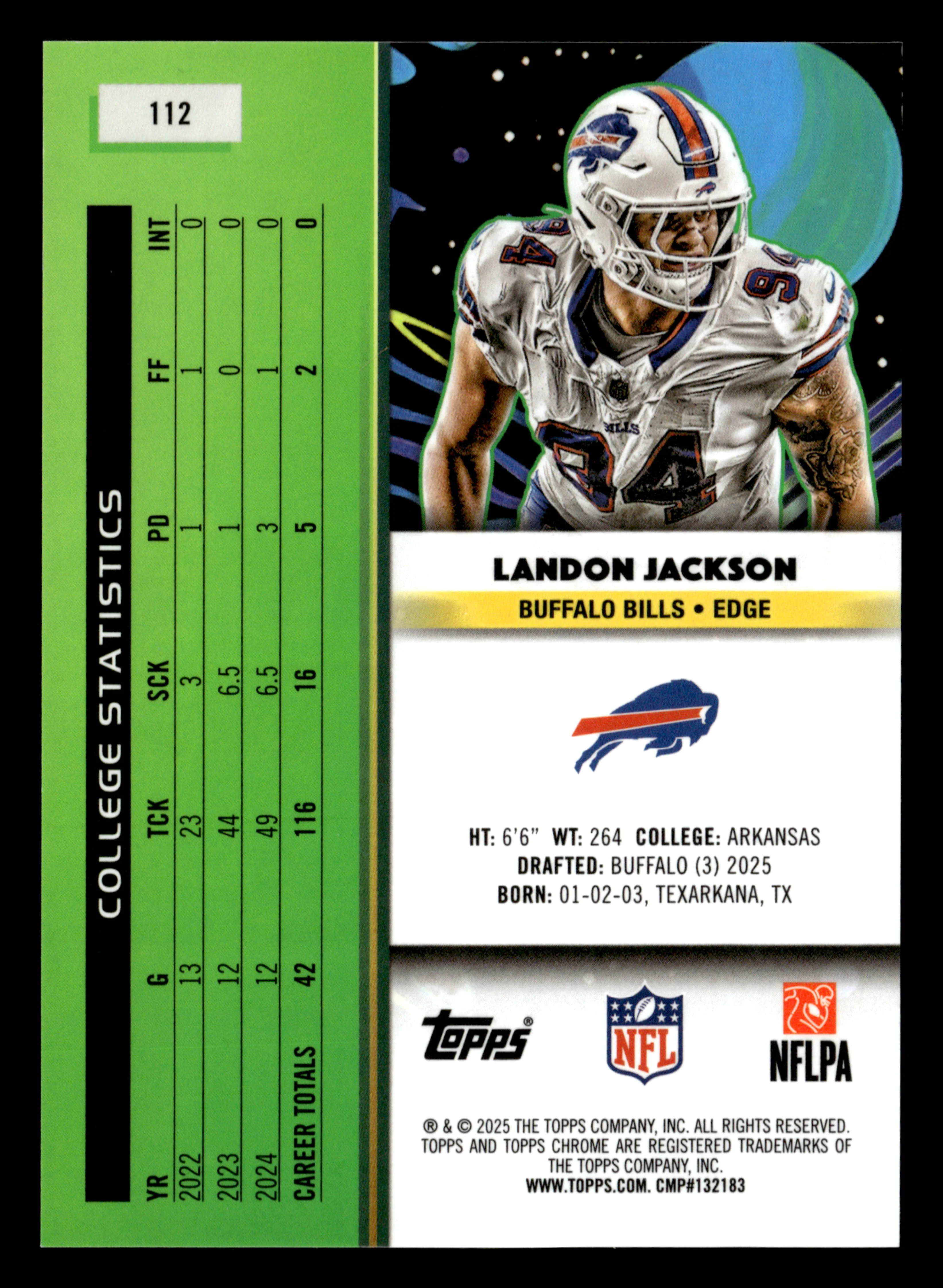 2025 Topps Chrome Cosmic #112 Landon Jackson Lunar Eclipse Refractor #/10 - Image 2