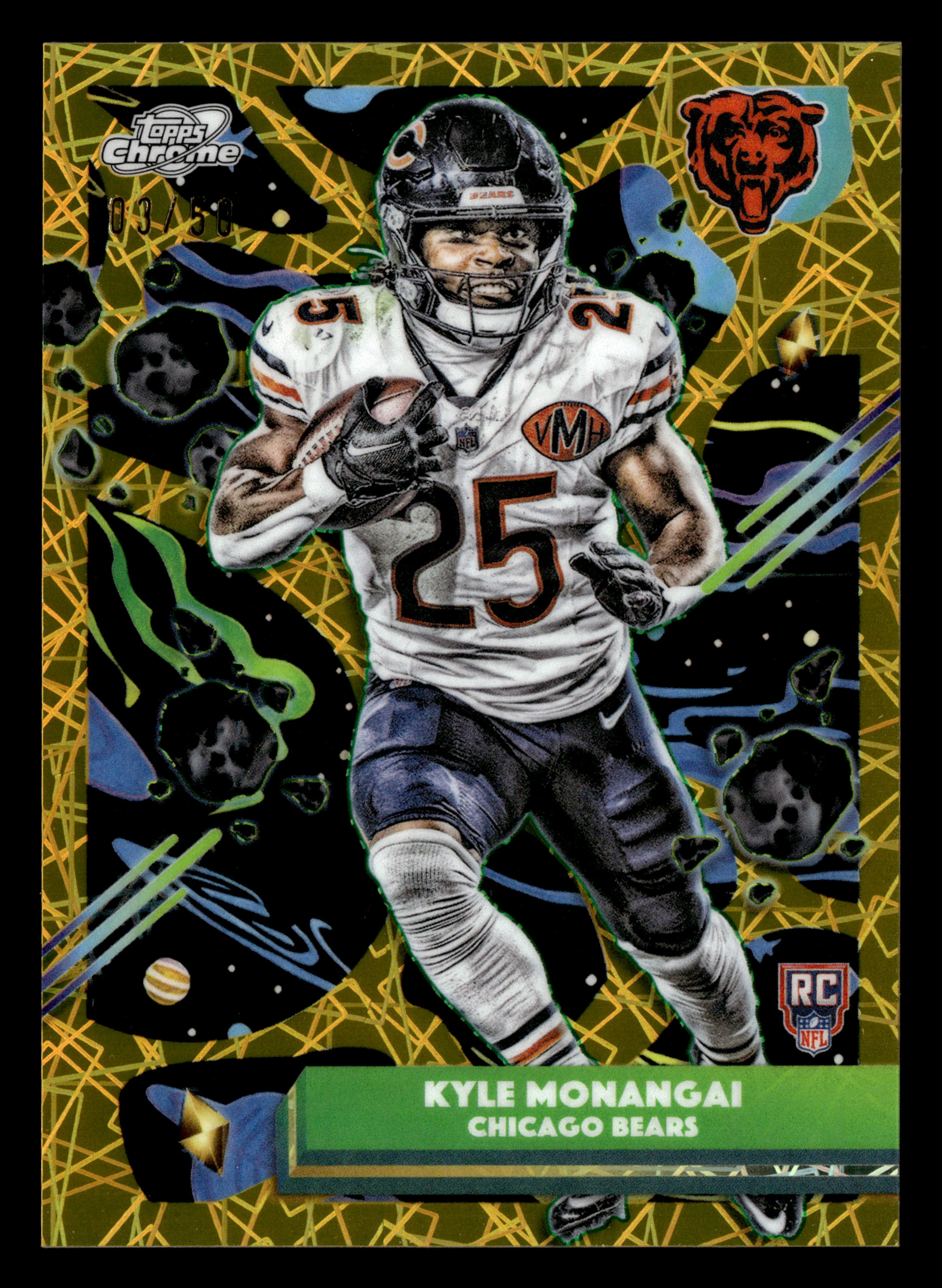 2025 Topps Chrome Cosmic #118 Kyle Monangai Gold Interstellar Refractor #/50
