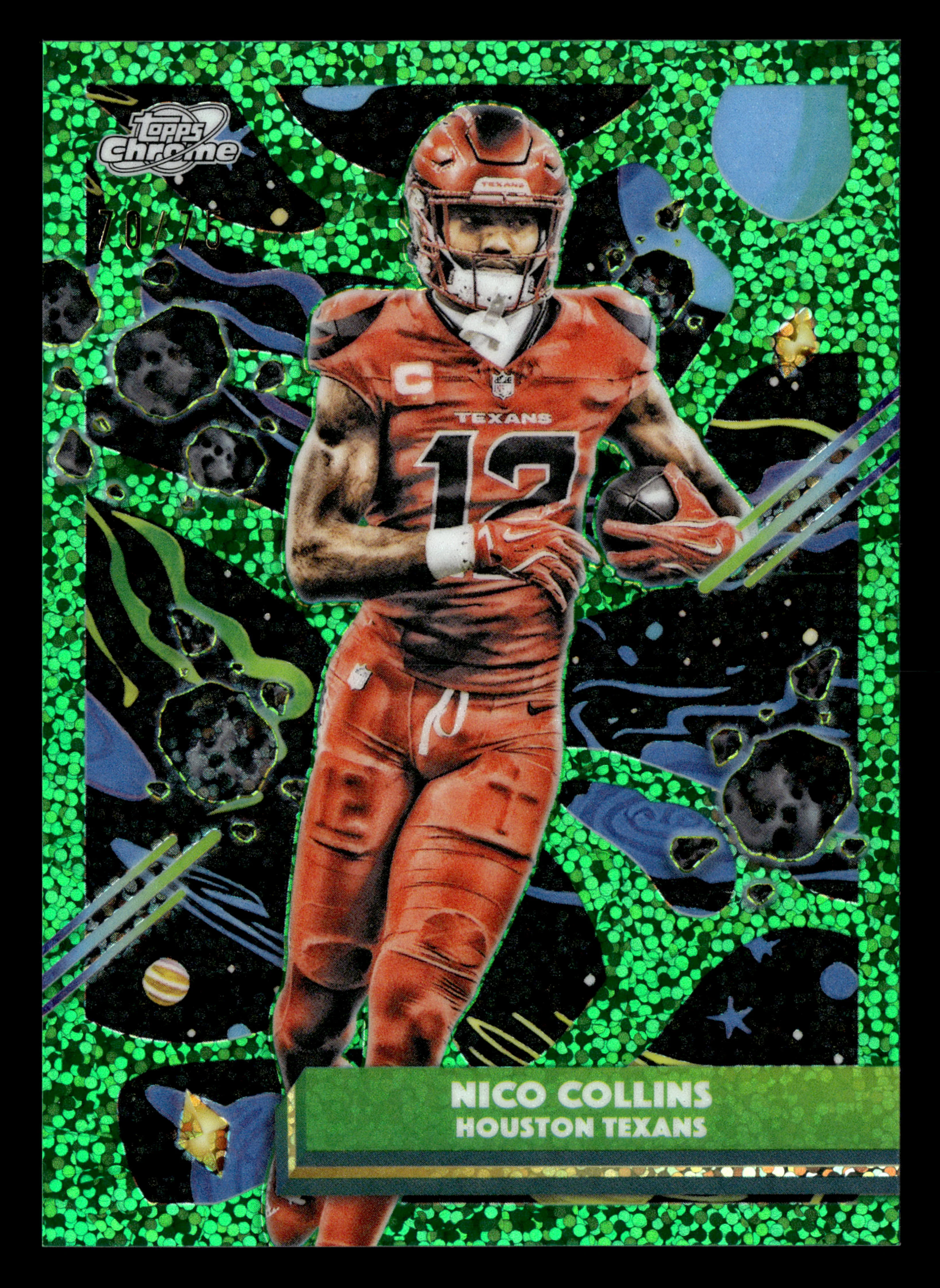 2025 Topps Chrome Cosmic #39 Nico Collins Green Space Dust Refractor #/75