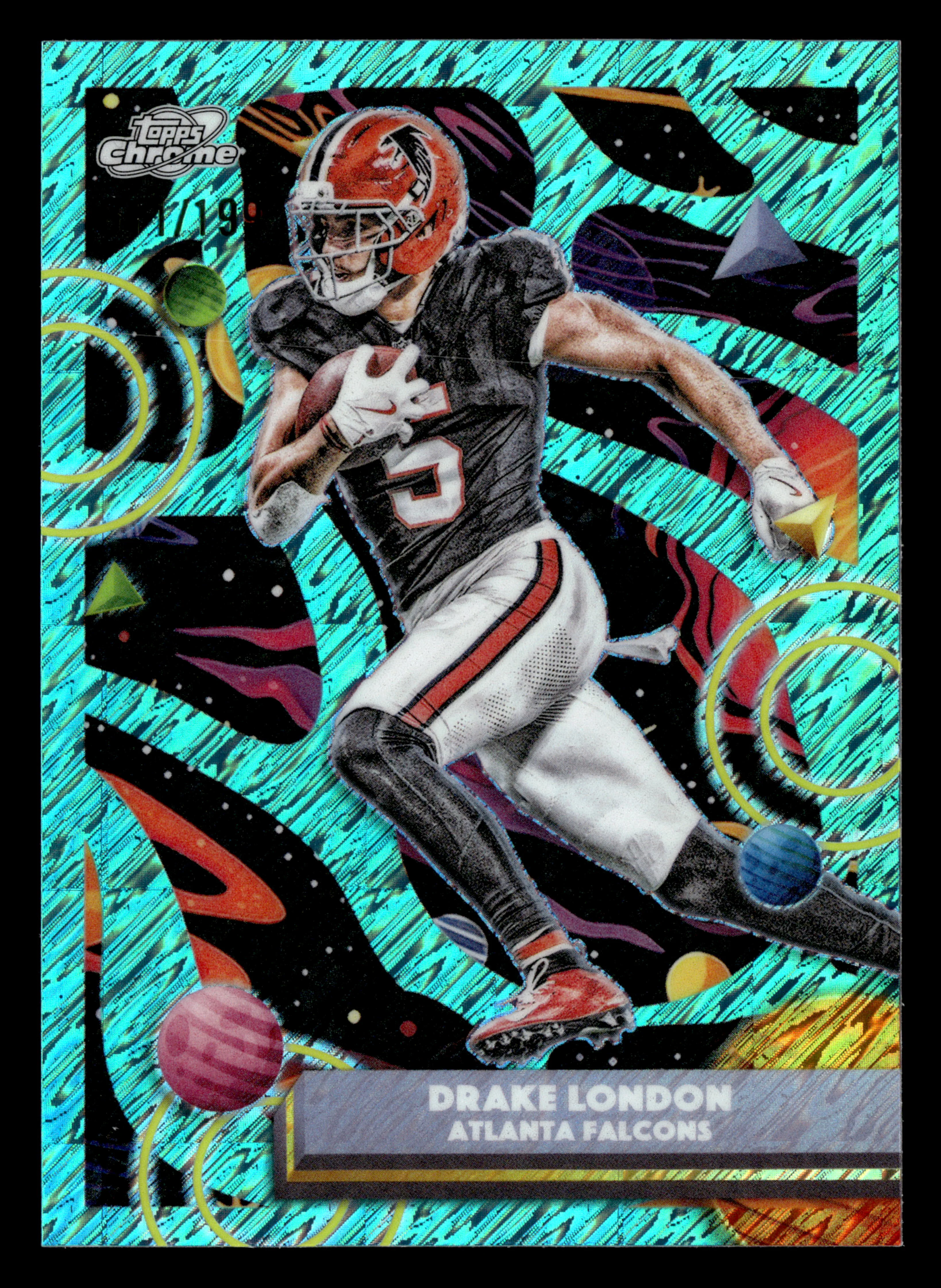 2025 Topps Chrome Cosmic #5 Drake London Aqua Equinox Refractor #/199