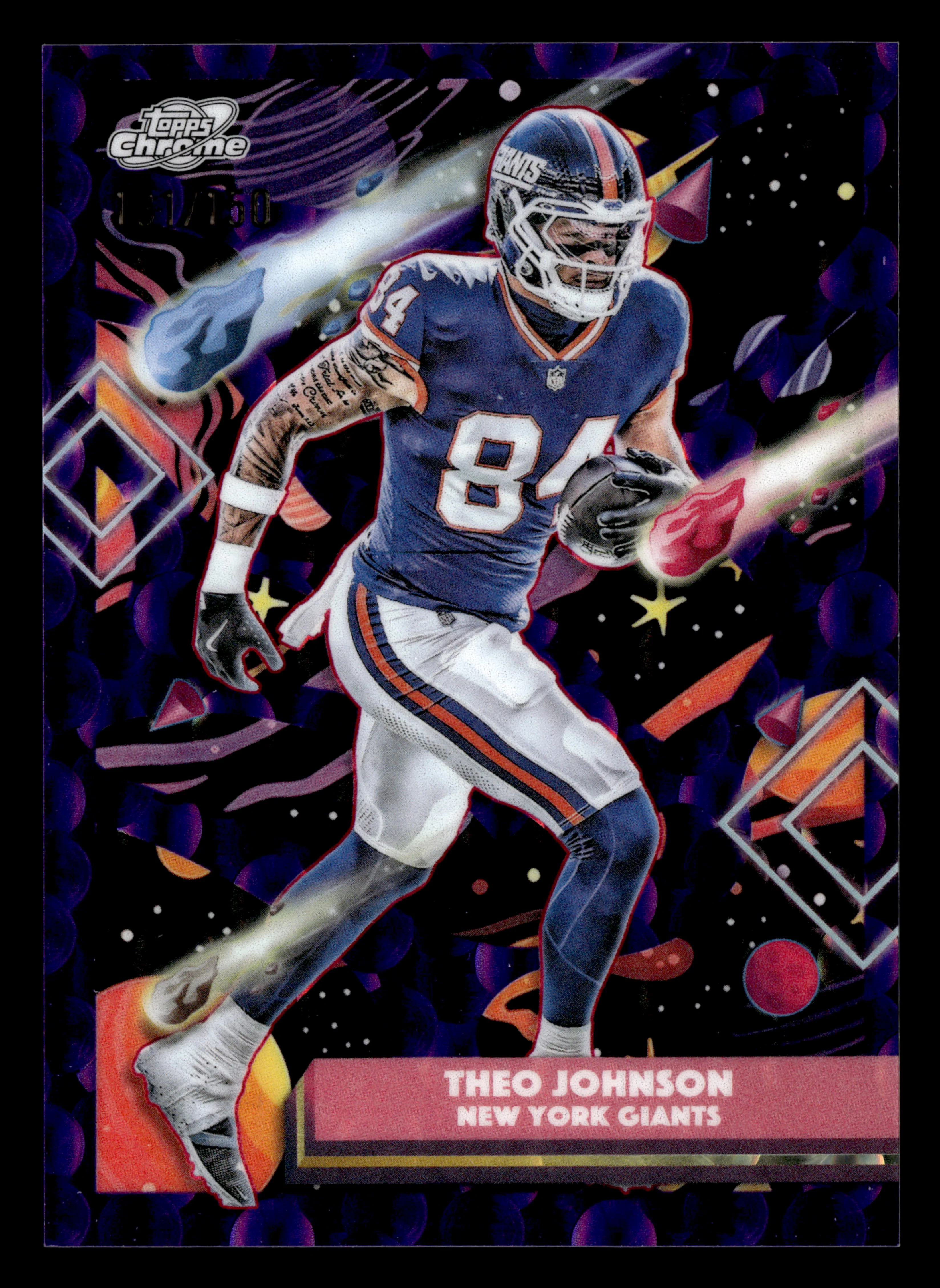 2025 Topps Chrome Cosmic #73 Theo Johnson Purple Nebula Refractor #/150