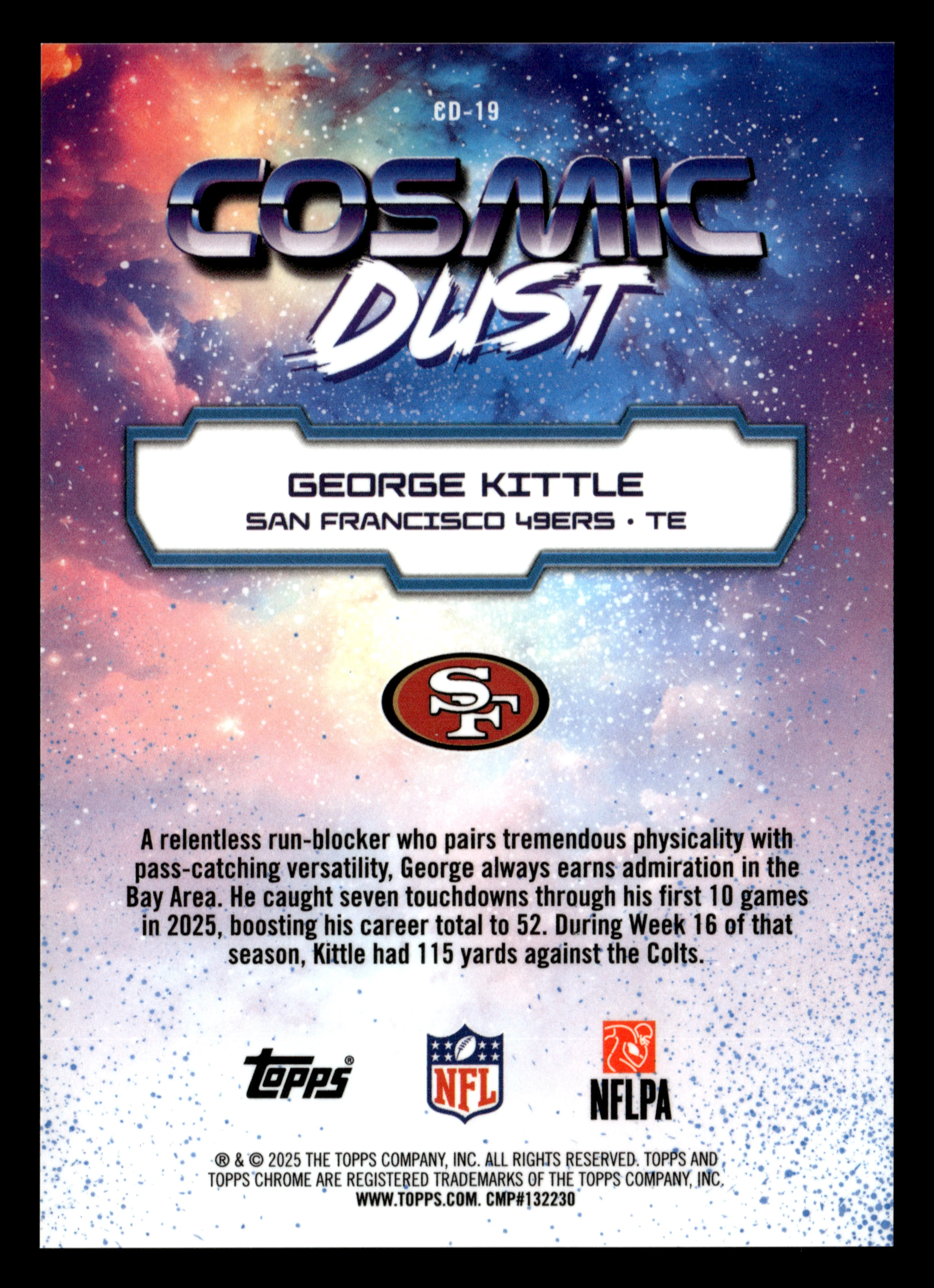 2025 Topps Chrome Cosmic #CD-19 George Kittle Cosmic Dust - Image 2