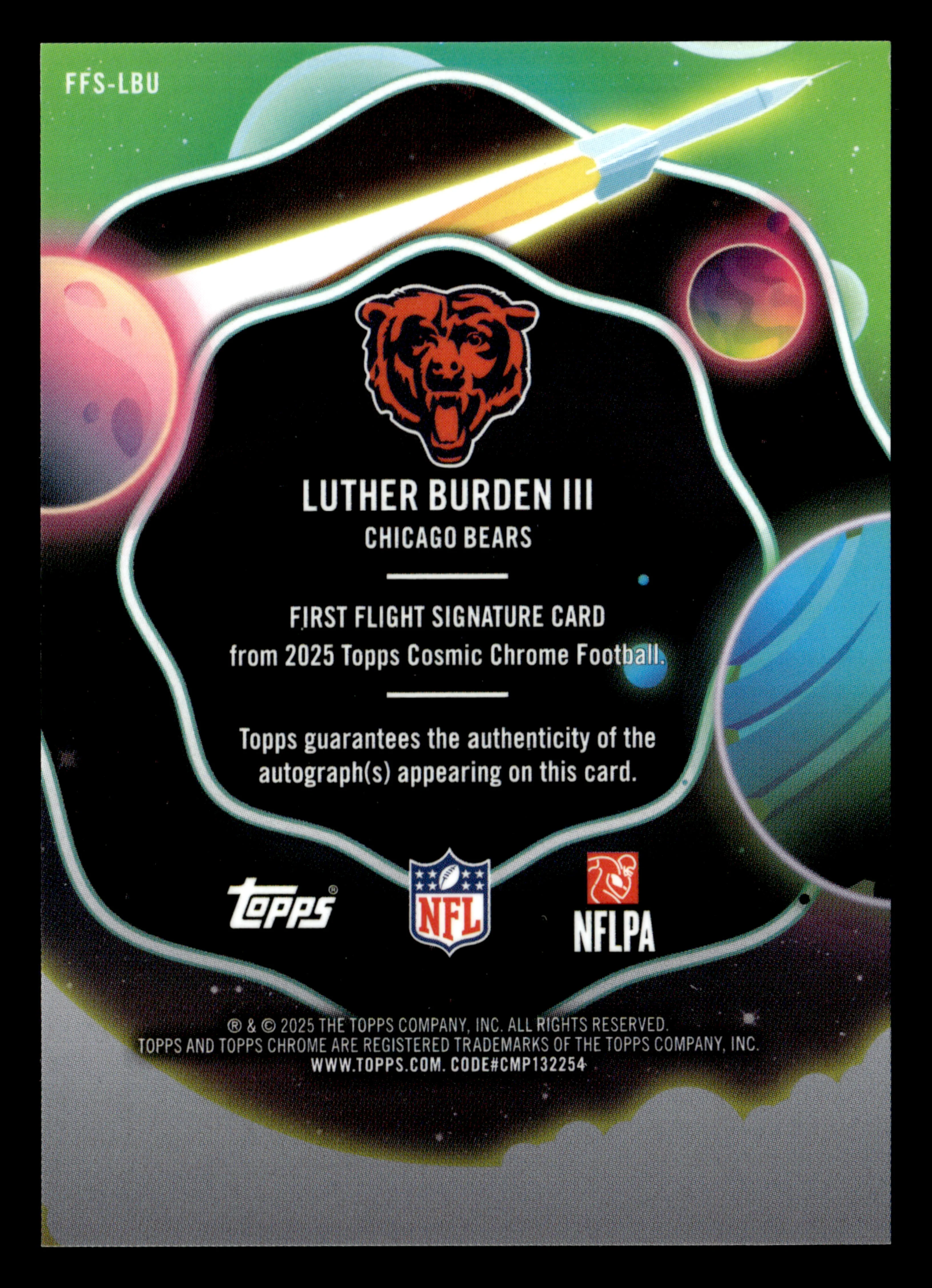 2025 Topps Chrome Cosmic #FFS-LBU Luther Burden III First Flight Signatures #/99 - Image 2