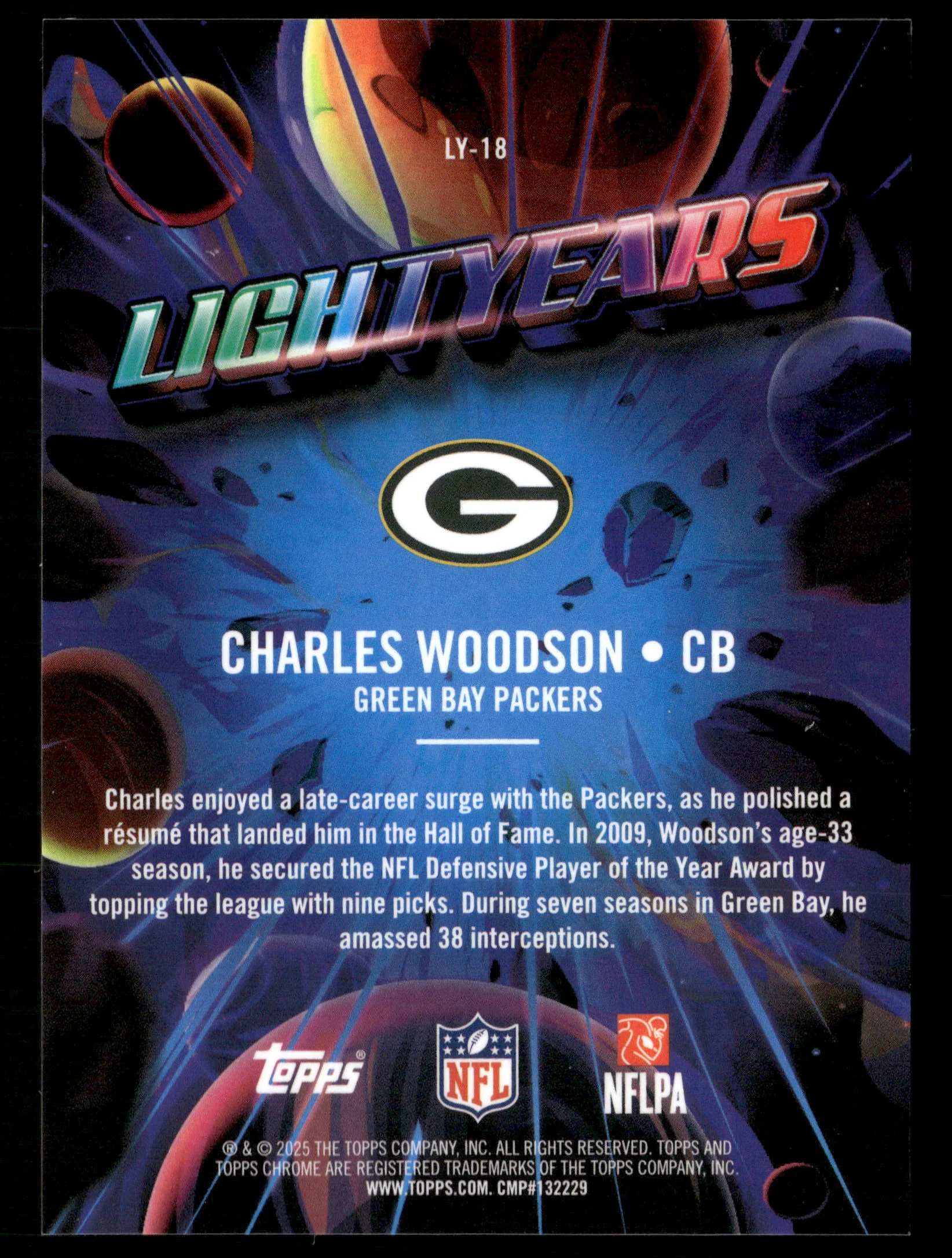 2025 Topps Chrome Cosmic #LY-18 Charles Woodson Light Years - Image 2