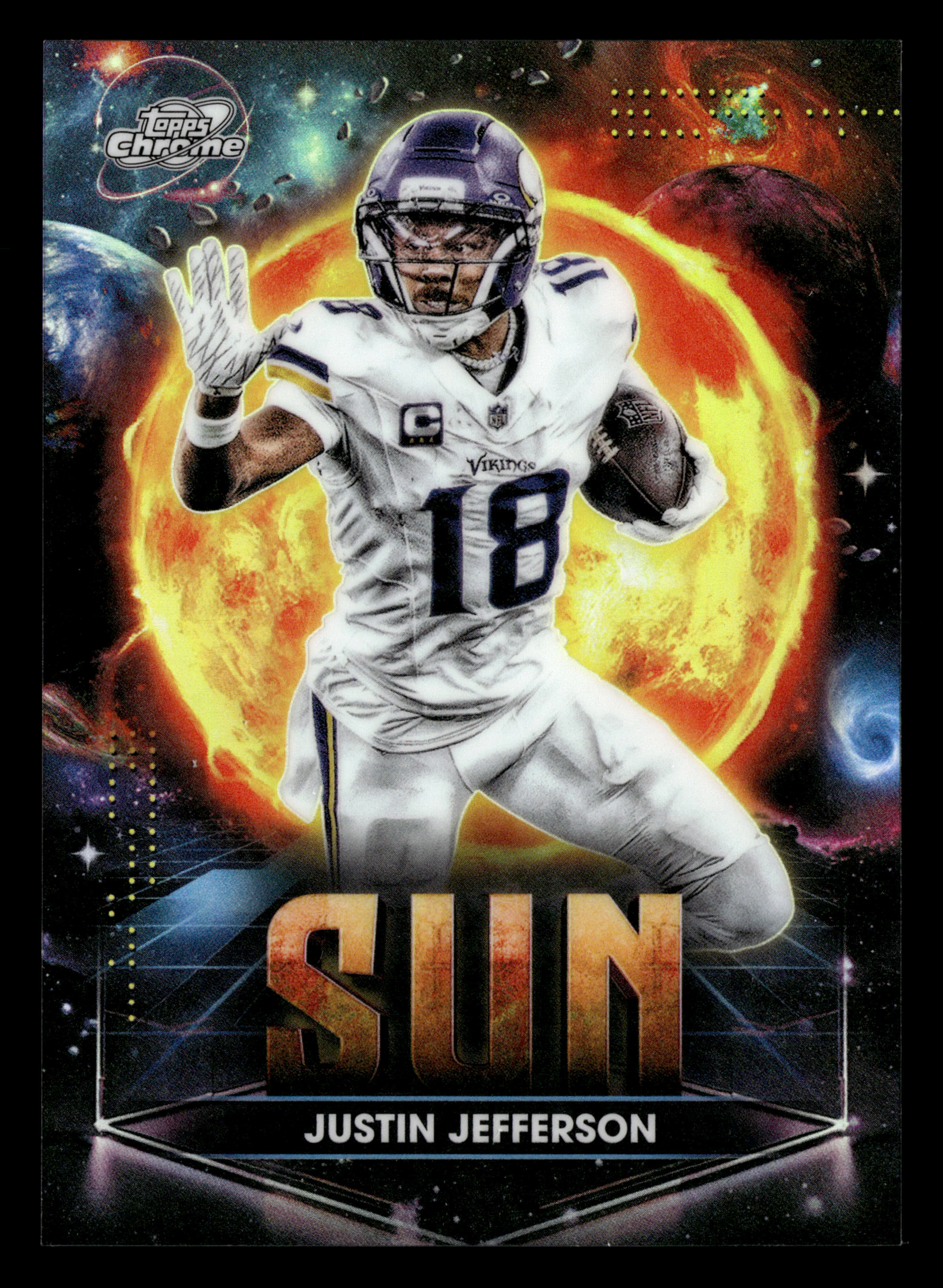 2025 Topps Chrome Cosmic #PPSU-JJ Justin Jefferson Planetary Pursuit Sun