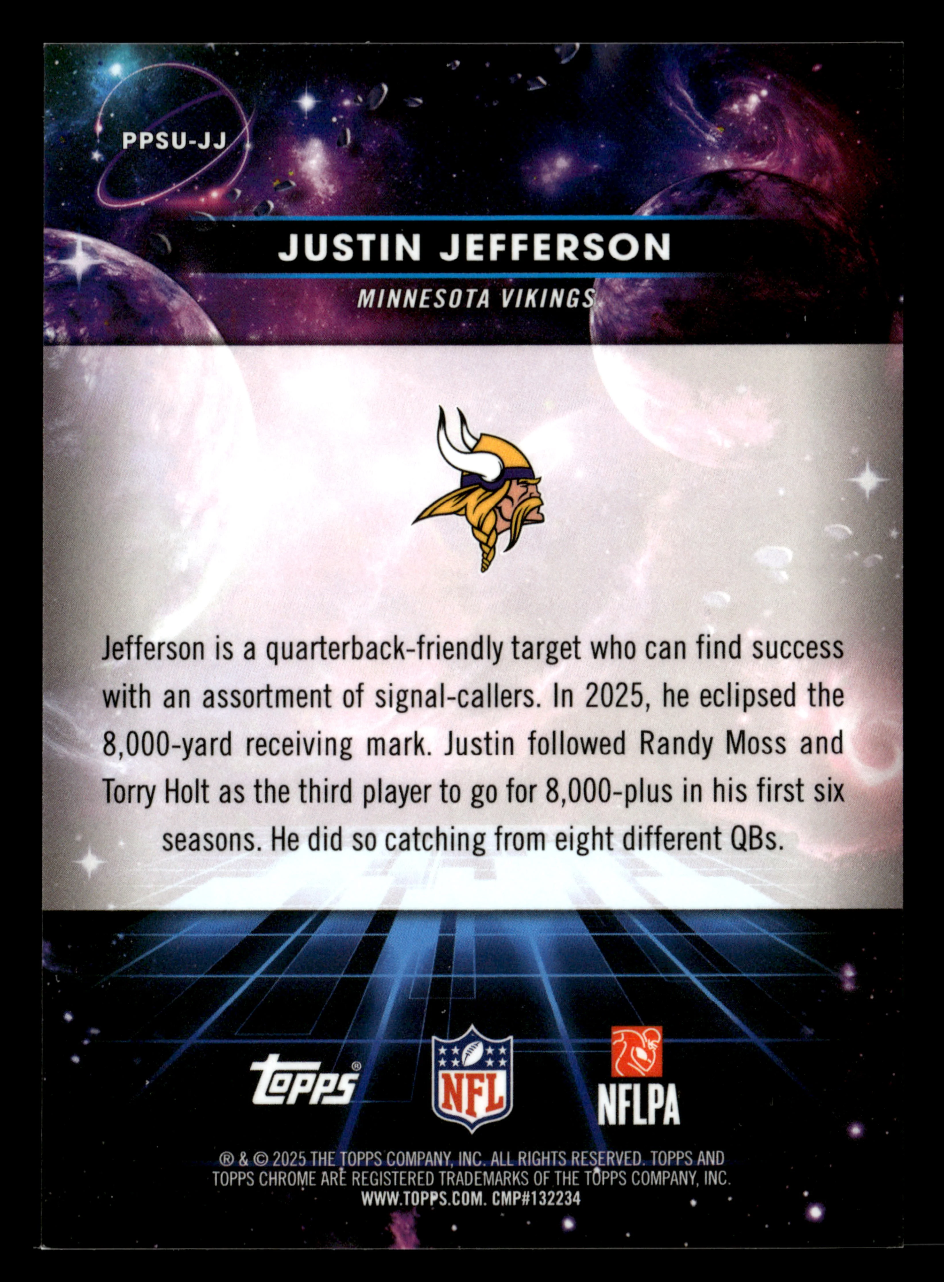 2025 Topps Chrome Cosmic #PPSU-JJ Justin Jefferson Planetary Pursuit Sun - Image 2