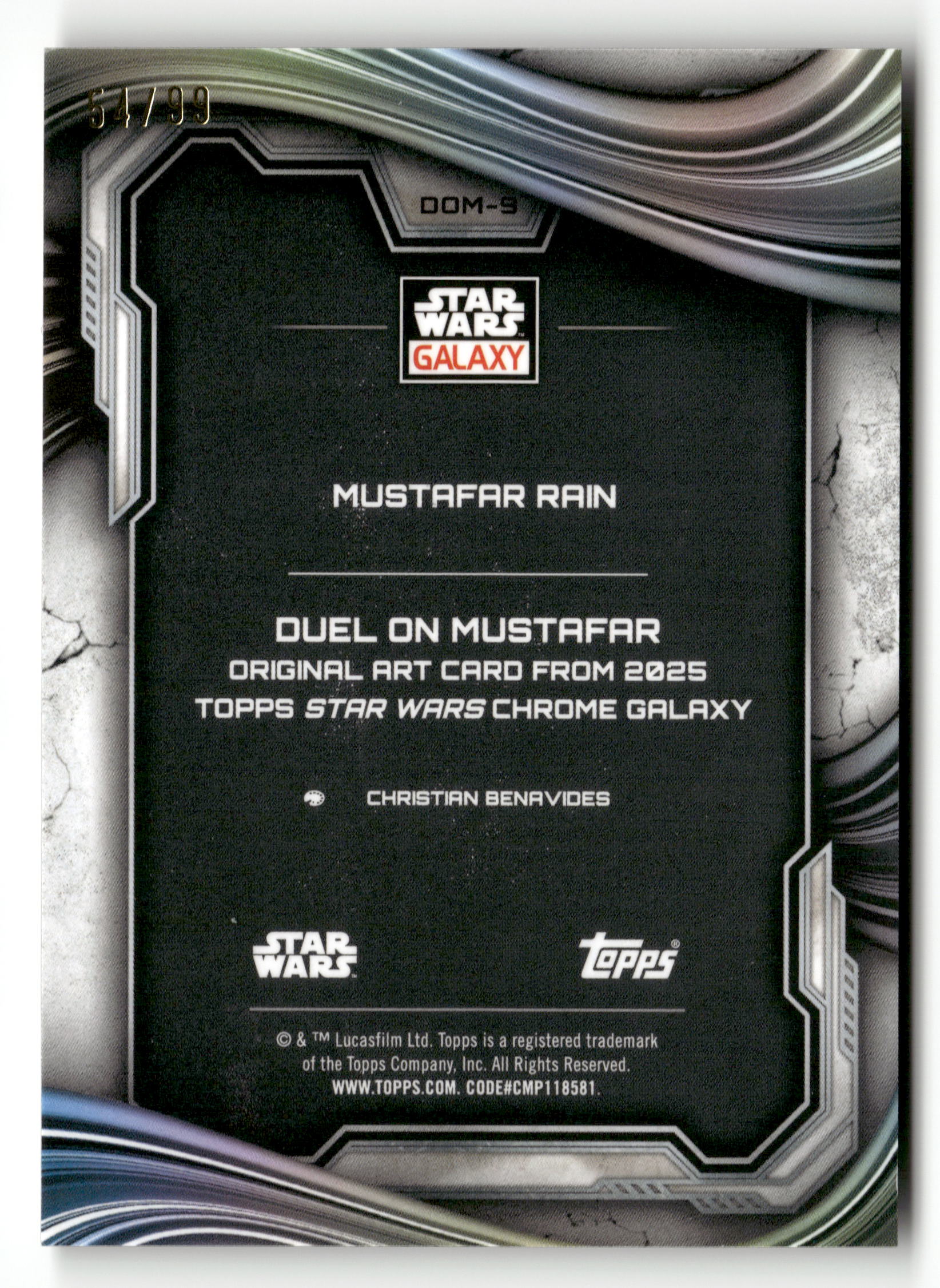 2025 Topps Chrome Galaxy #DOM-9 Mustafar Rain Duel on Mustafar Wave /99 - Image 2