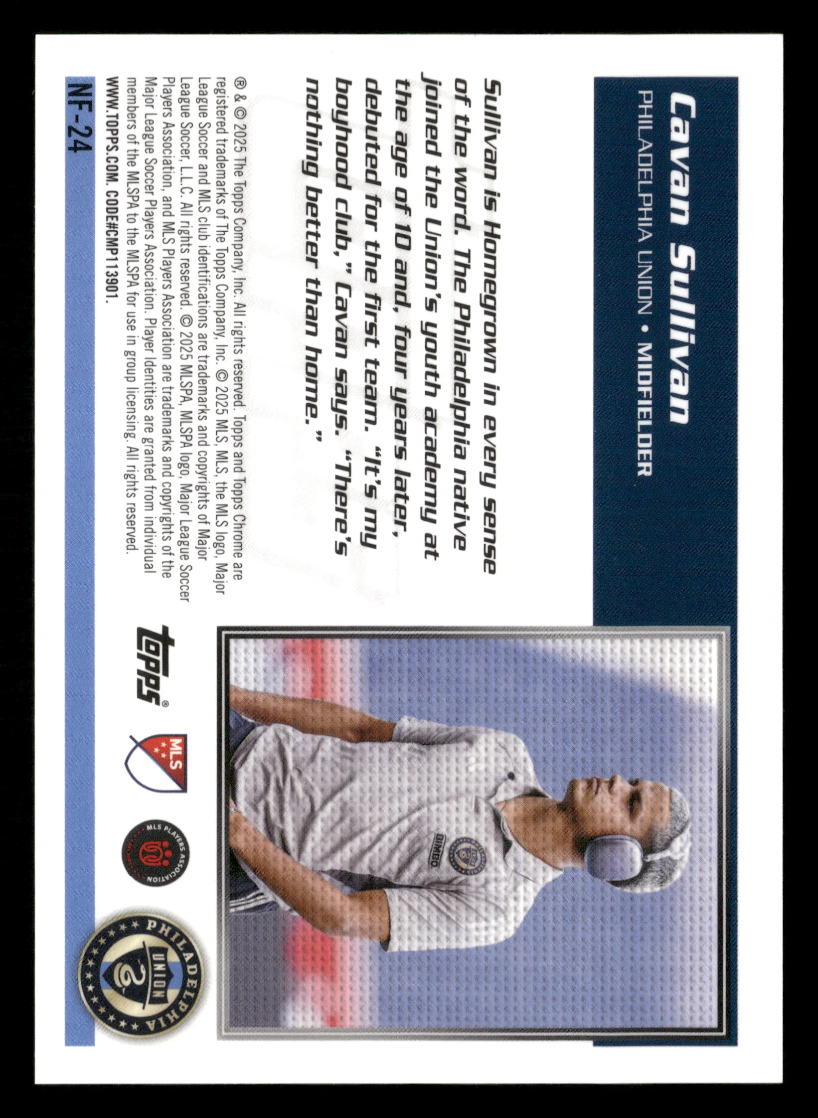 2025 Topps Chrome MLS #NF-24 Cavan Sullivan 1995 Topps Purple Refractor #/75 - Image 2