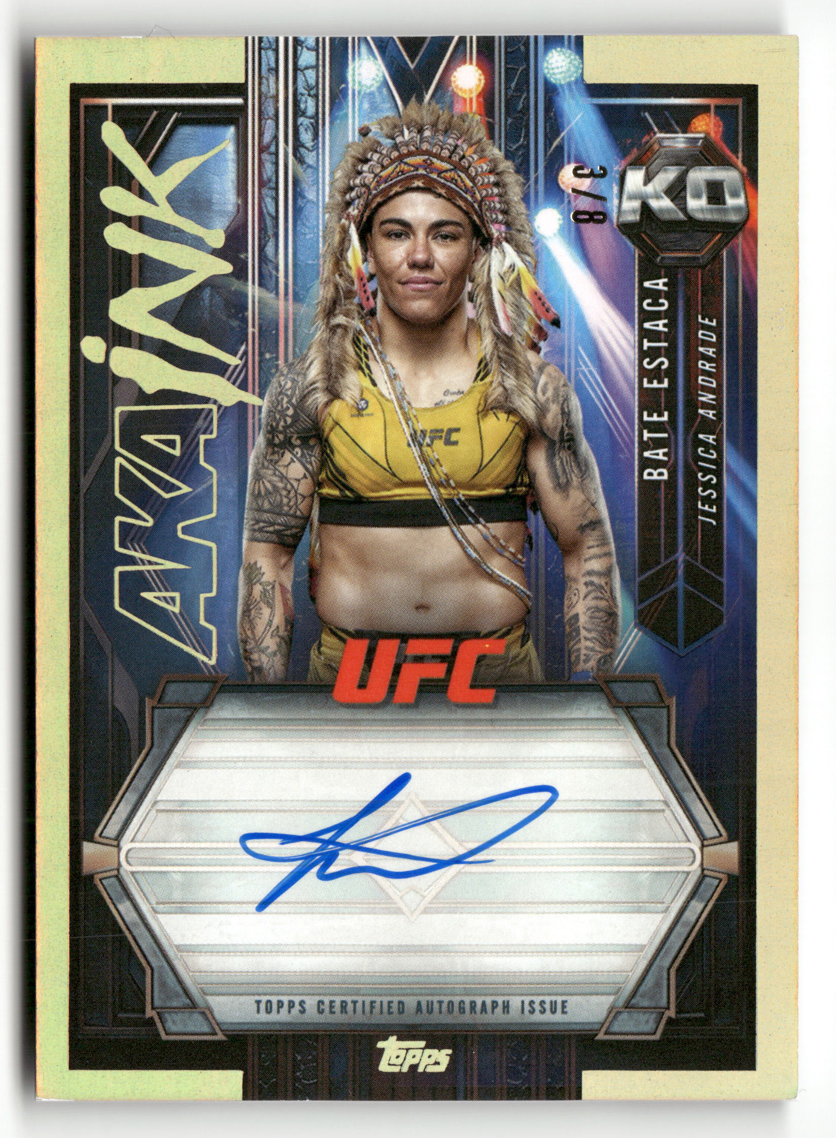 2025 Topps Knockout UFC #AKA-JA Jessica Andrade A.K.A. Ink Gold #/8