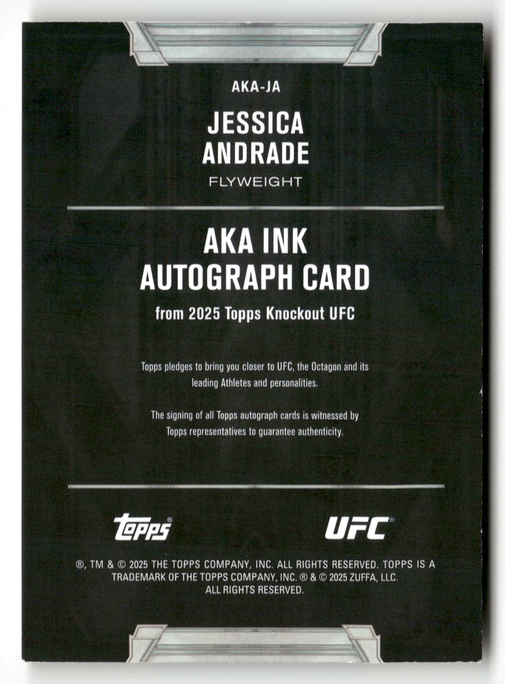 2025 Topps Knockout UFC #AKA-JA Jessica Andrade A.K.A. Ink Gold #/8 - Image 2
