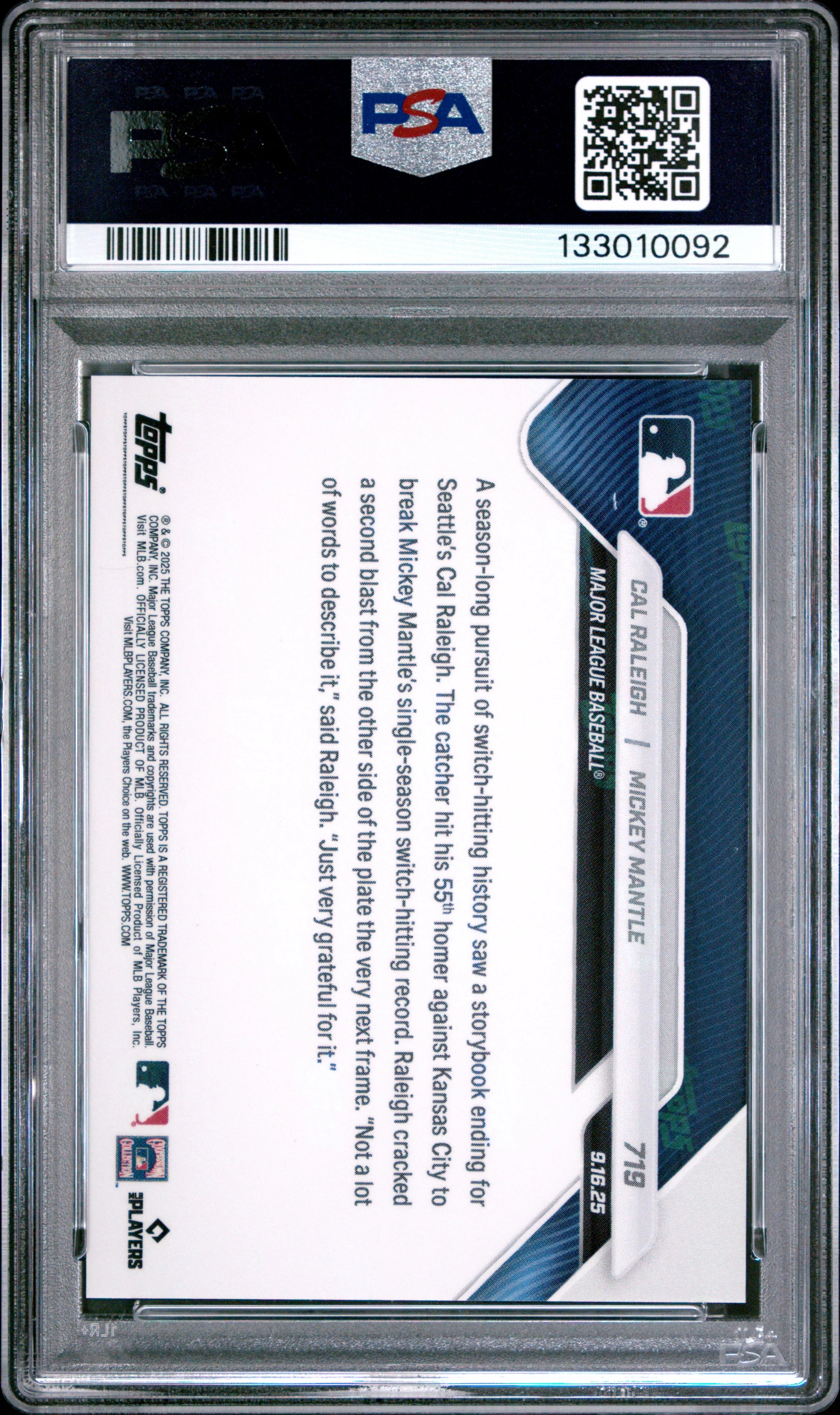 2025 Topps Now #719 Raleigh/Mantle PSA 10 - Image 2