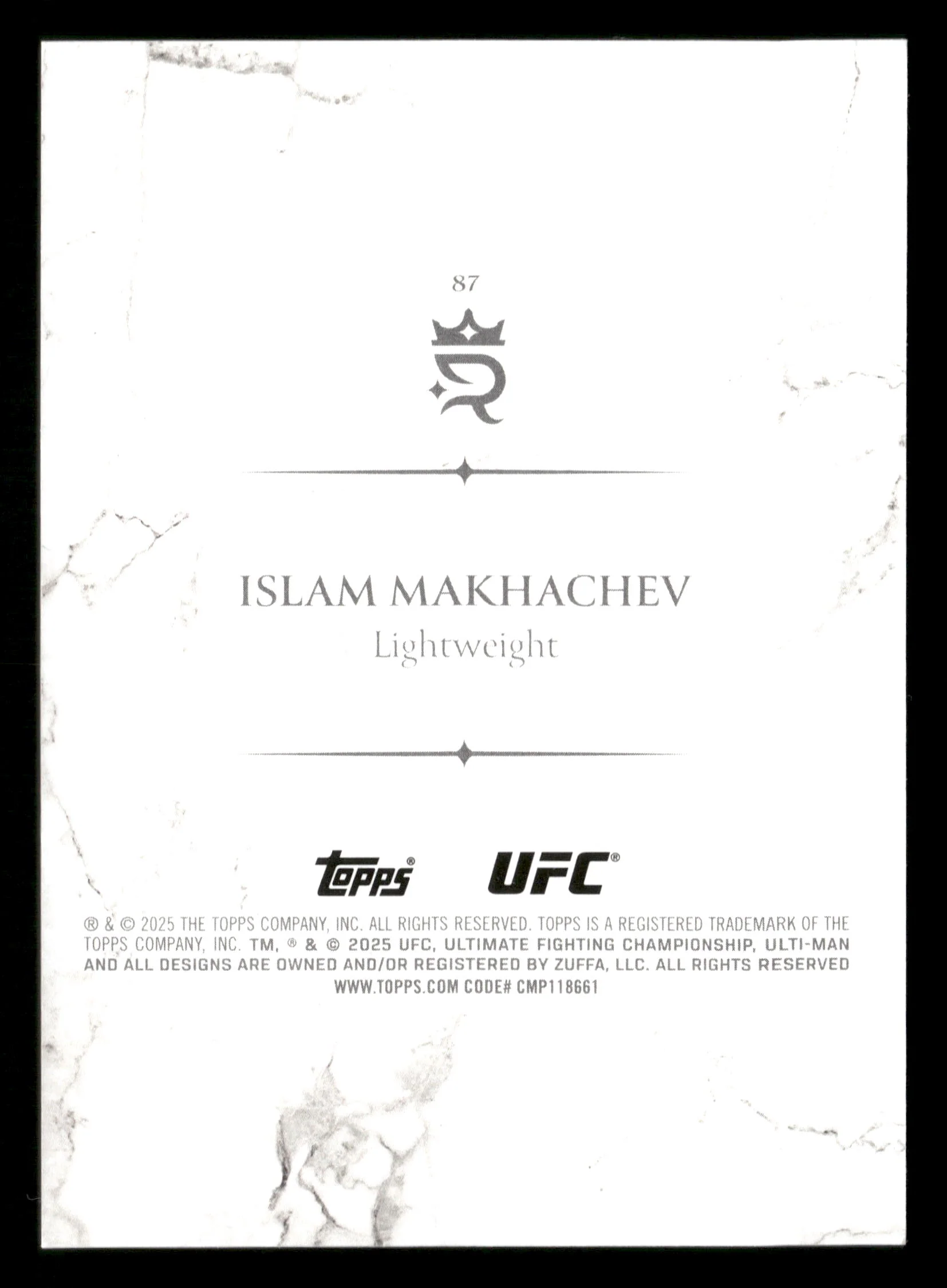 2025 Topps Royalty UFC #87 Islam Makhachev Blue #/25 - Image 2