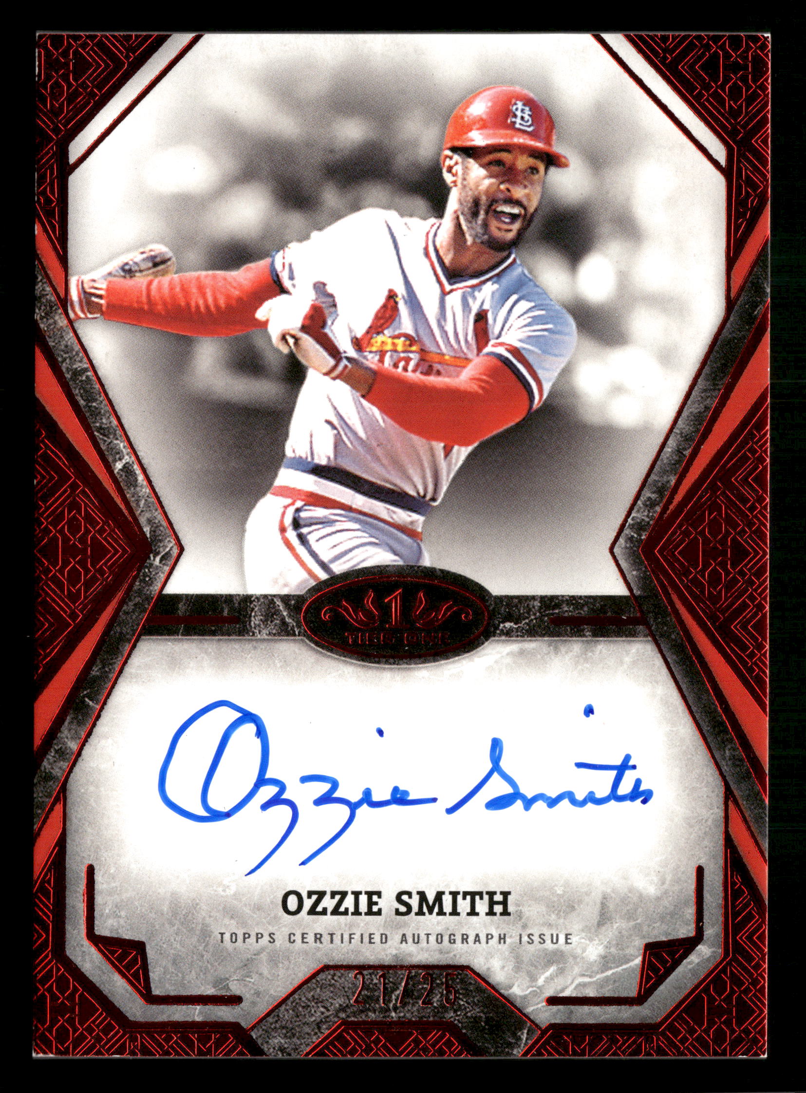 2025 Topps Tier One #TOTA-OS Ozzie Smith Tier One Talent Auto Red Foil #/25