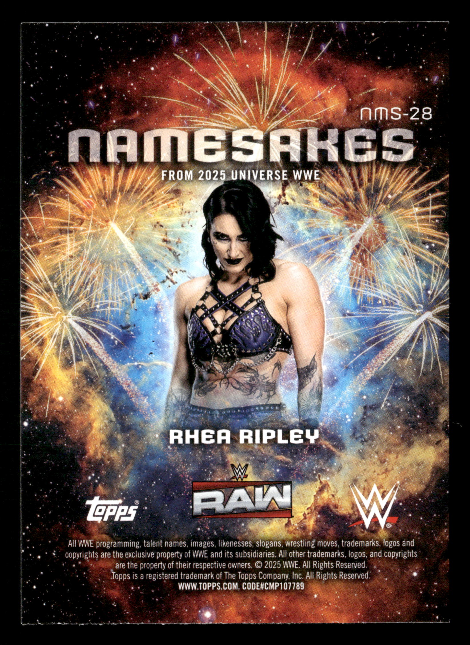 2025 Topps Universe WWE #NMS-28 Rhea Ripley Namesakes - Image 2