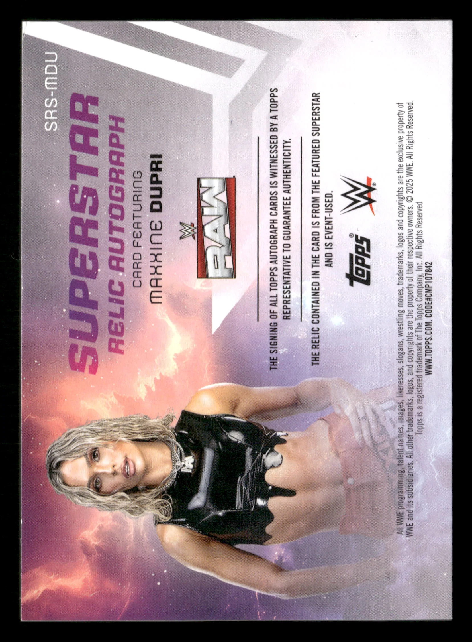 2025 Topps Universe WWE #SRS-MDU Maxxine Dupri Superstar Relic Auto Gold - Image 2