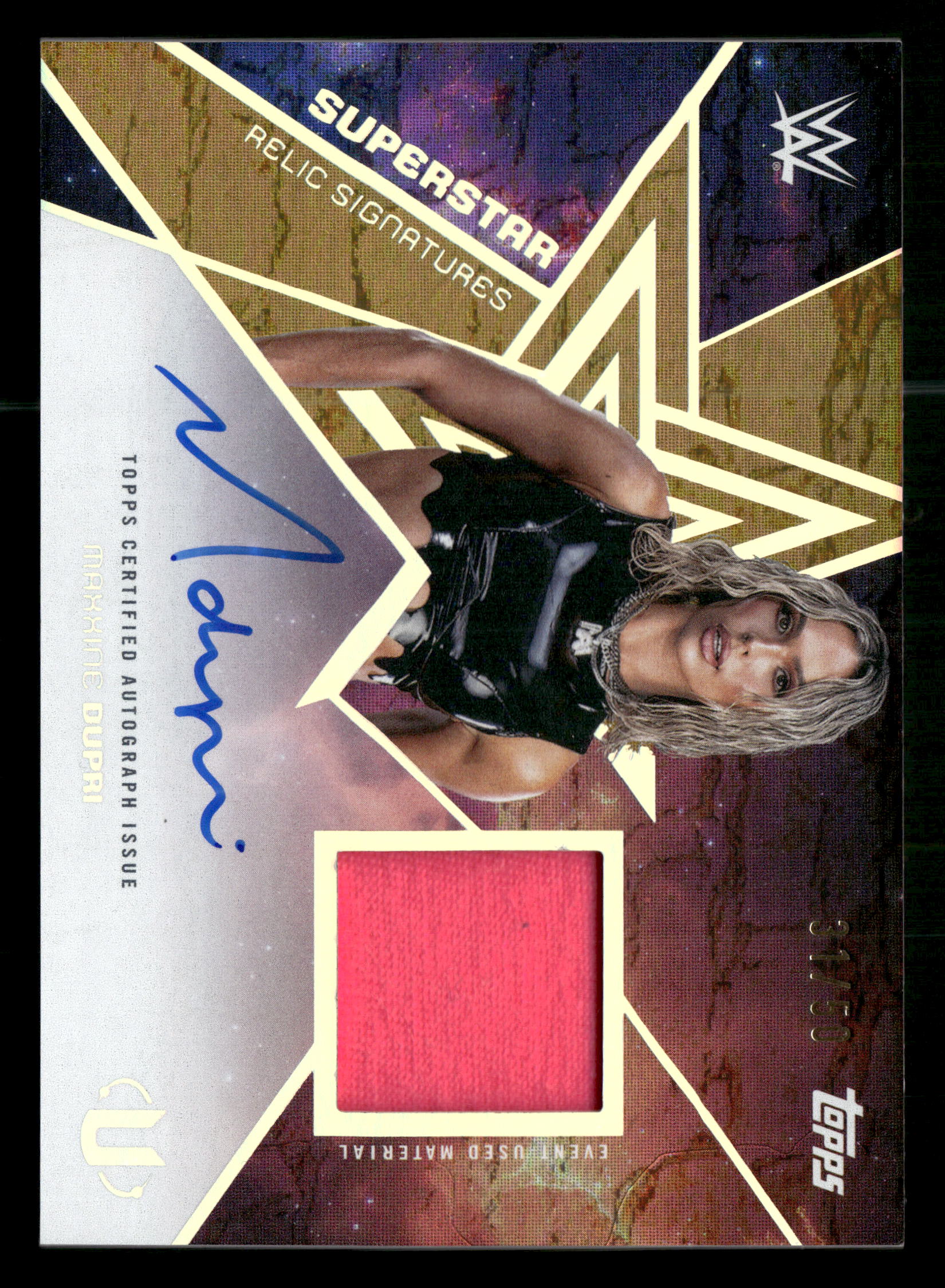 2025 Topps Universe WWE #SRS-MDU Maxxine Dupri Superstar Relic Auto Gold - Image 3