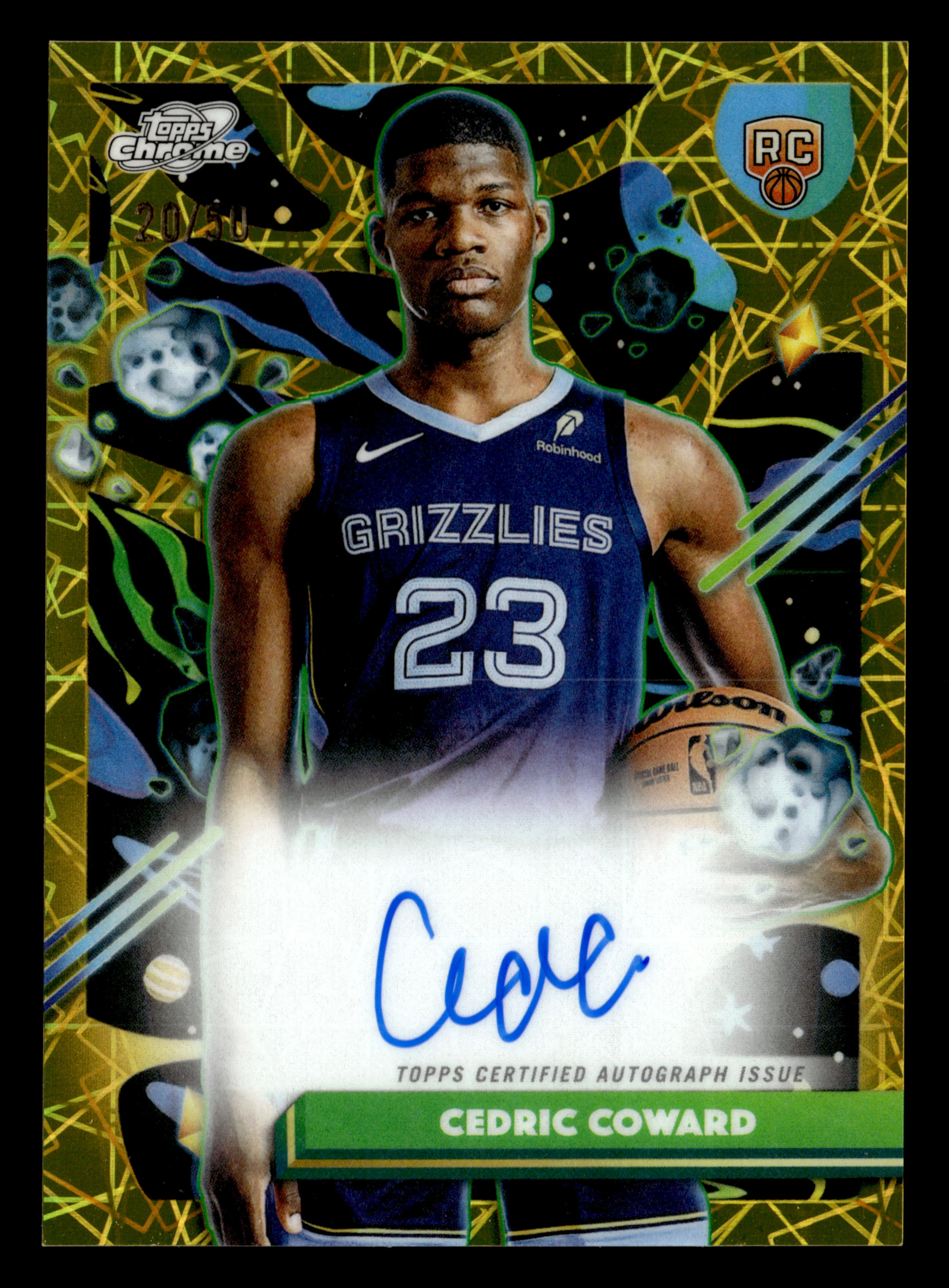 2025/26 Topps Chrome Cosmic #CCA-CC Cedric Coward Gold Rookie Auto /50