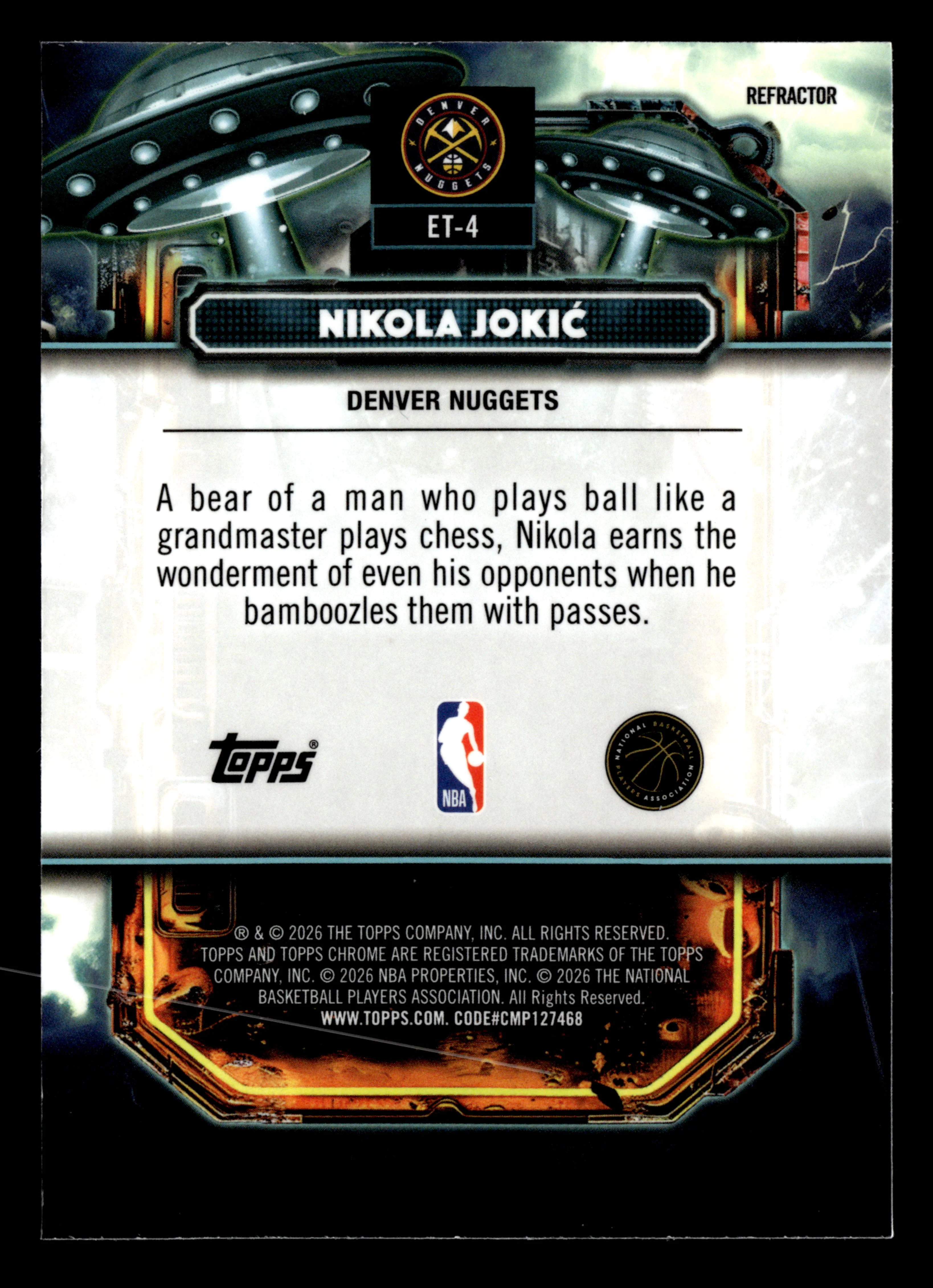 2025/26 Topps Chrome Cosmic #ET-4 Nikola Jokic Extraterrestial Refractor - Image 2