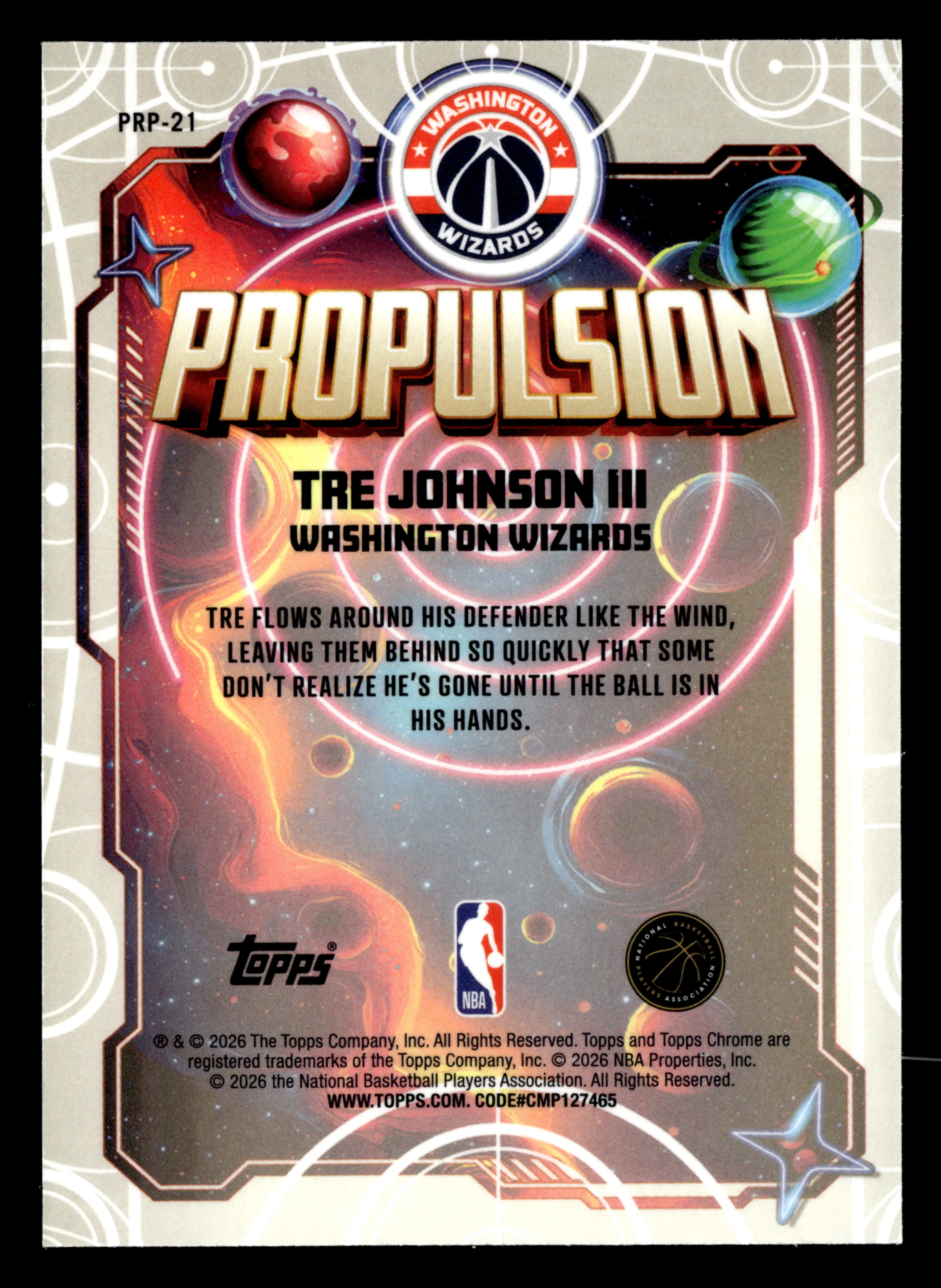 2025/26 Topps Chrome Cosmic #PRP-21 Trey Johnson III Rookie - Image 2