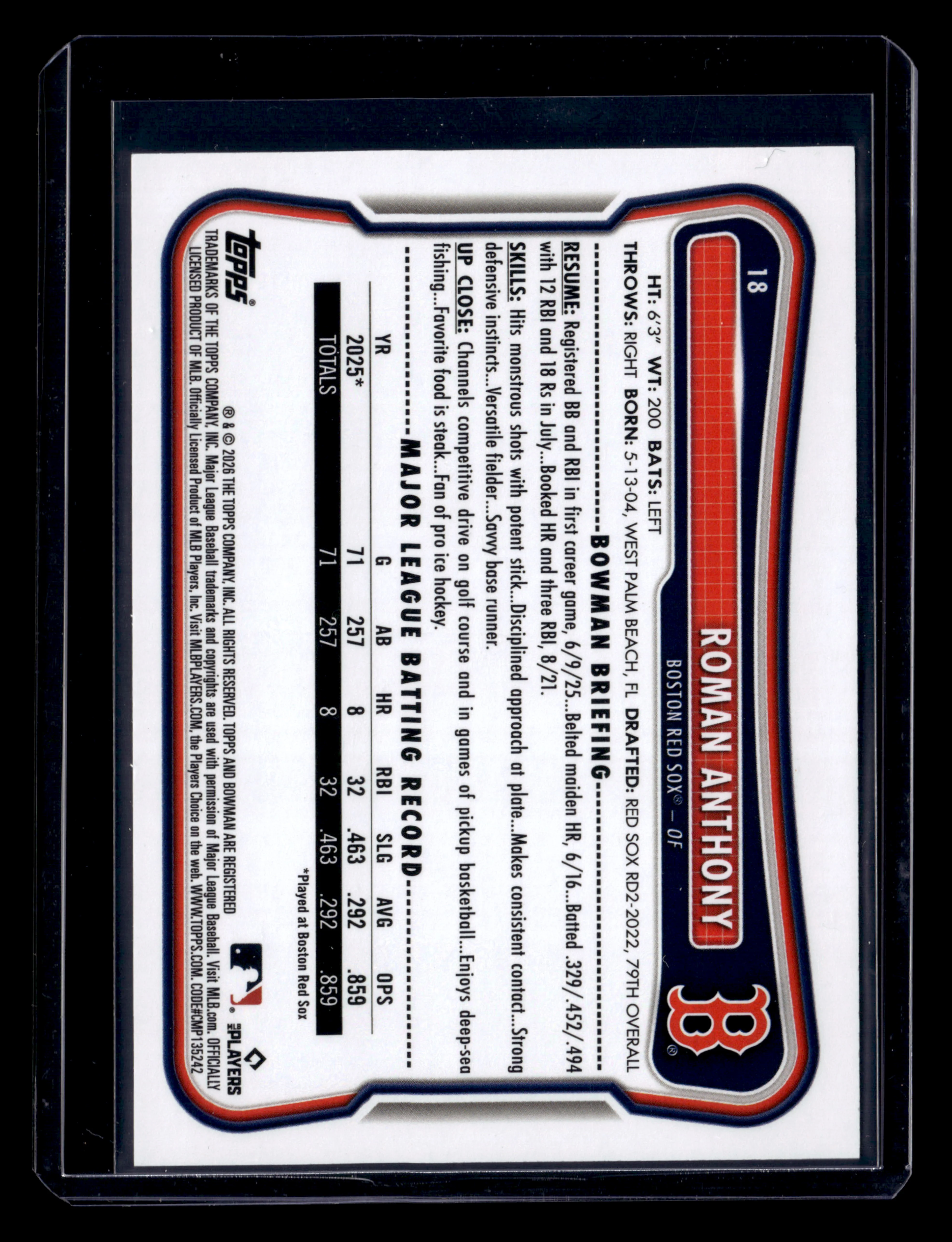 2026 Bowman #18 Roman Anthony Gold Pattern #/50 - Image 2