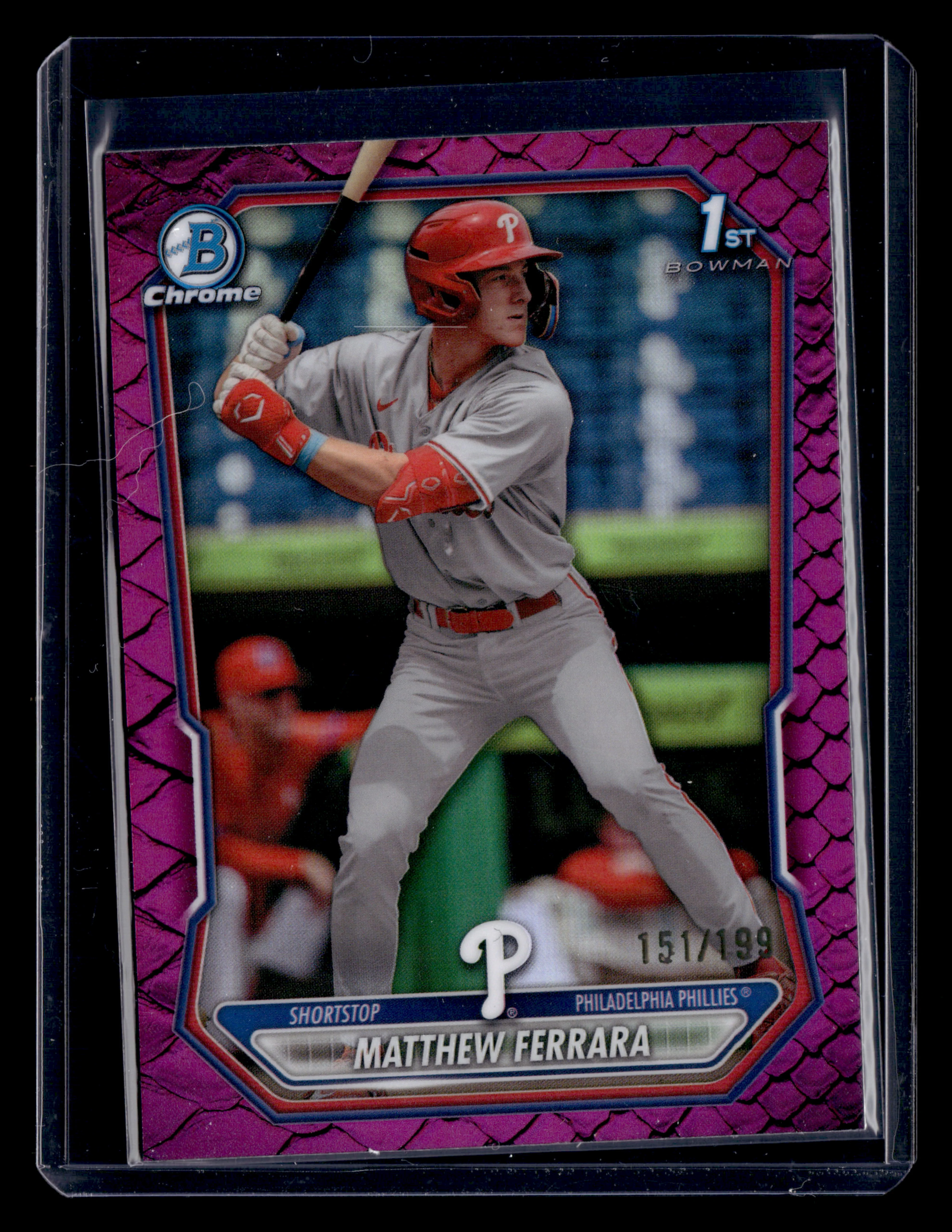 2026 Bowman #BCP-110 Matthew Ferrara Chrome Prospects Reptilian Fuchsia #/199