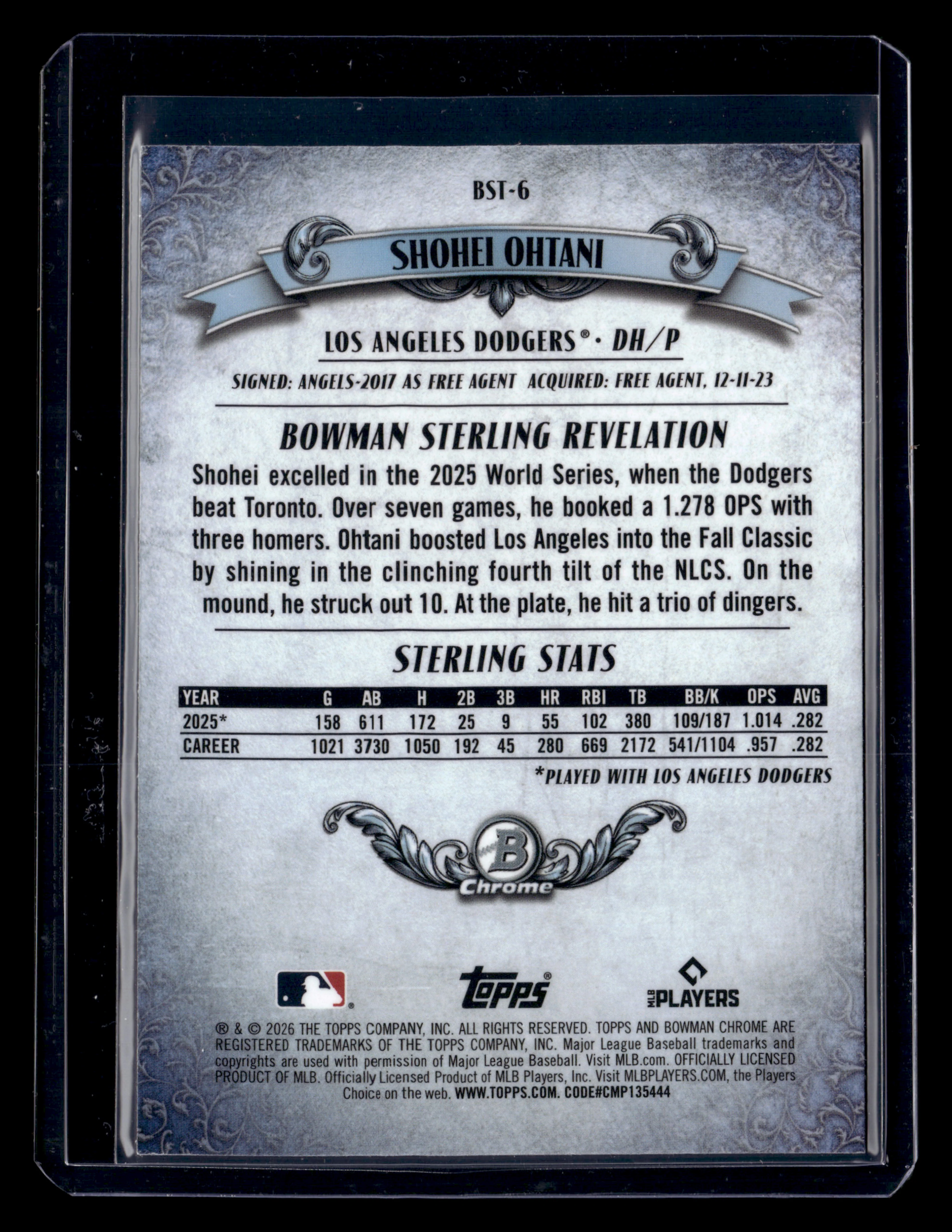 2026 Bowman #BST-6 Shohei Ohtani Bowman Sterling - Image 2