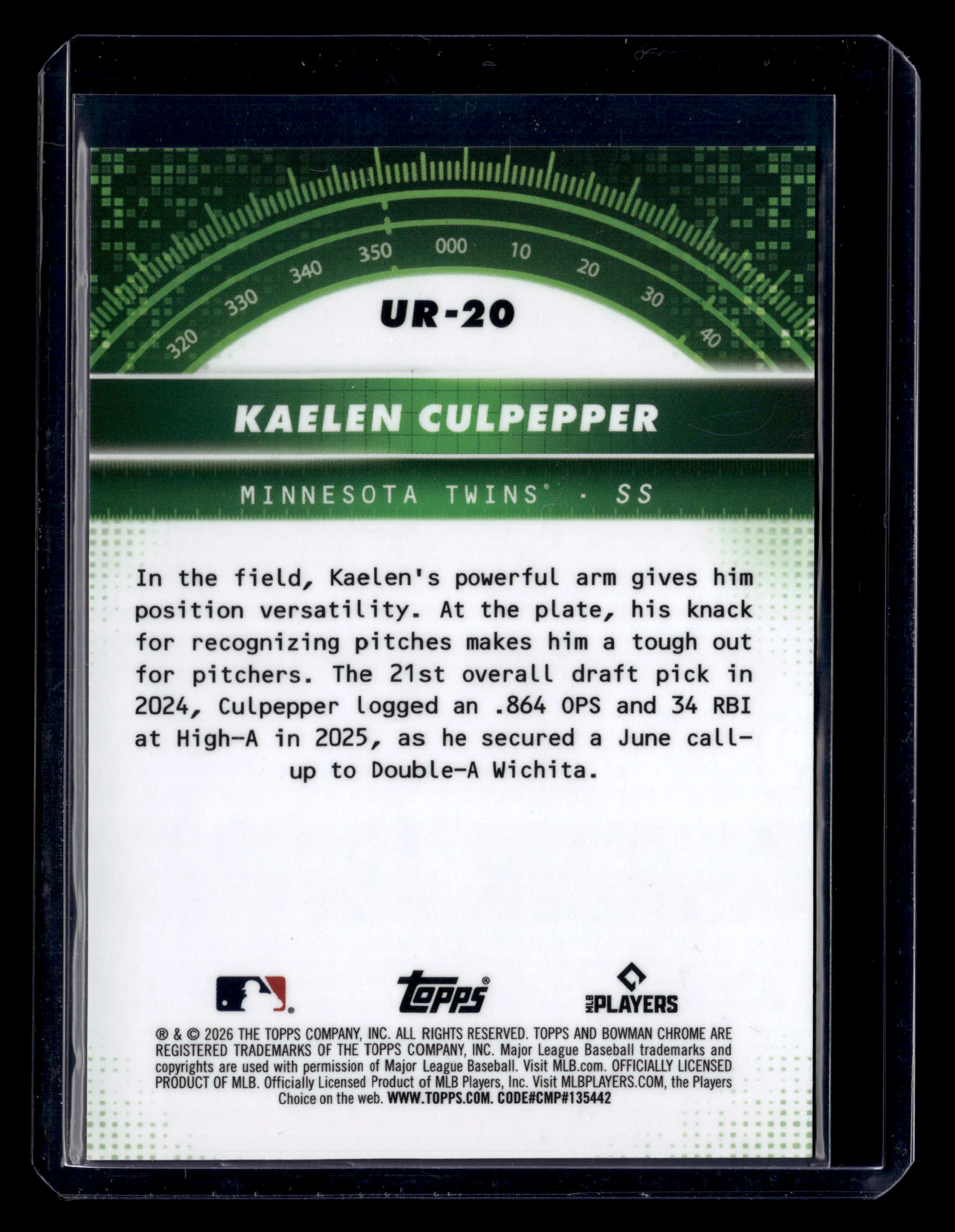 2026 Bowman #UR-20 Kaelen Culpepper Under the Radar Mini-Diamond #/150 - Image 2