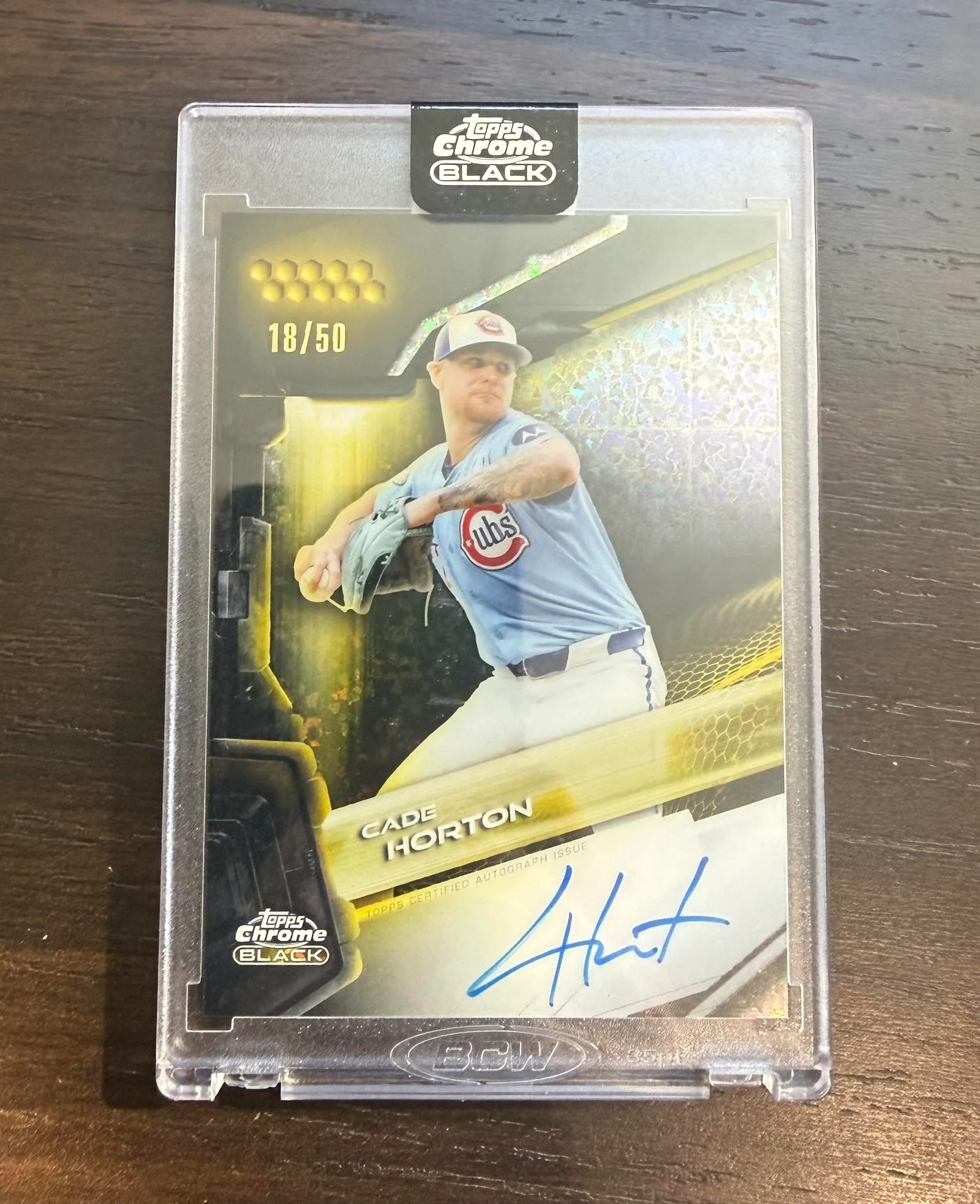 2026 Chrome Black #CBA-CH Cade Horton Autographs Gold Mini-Diamond #/50