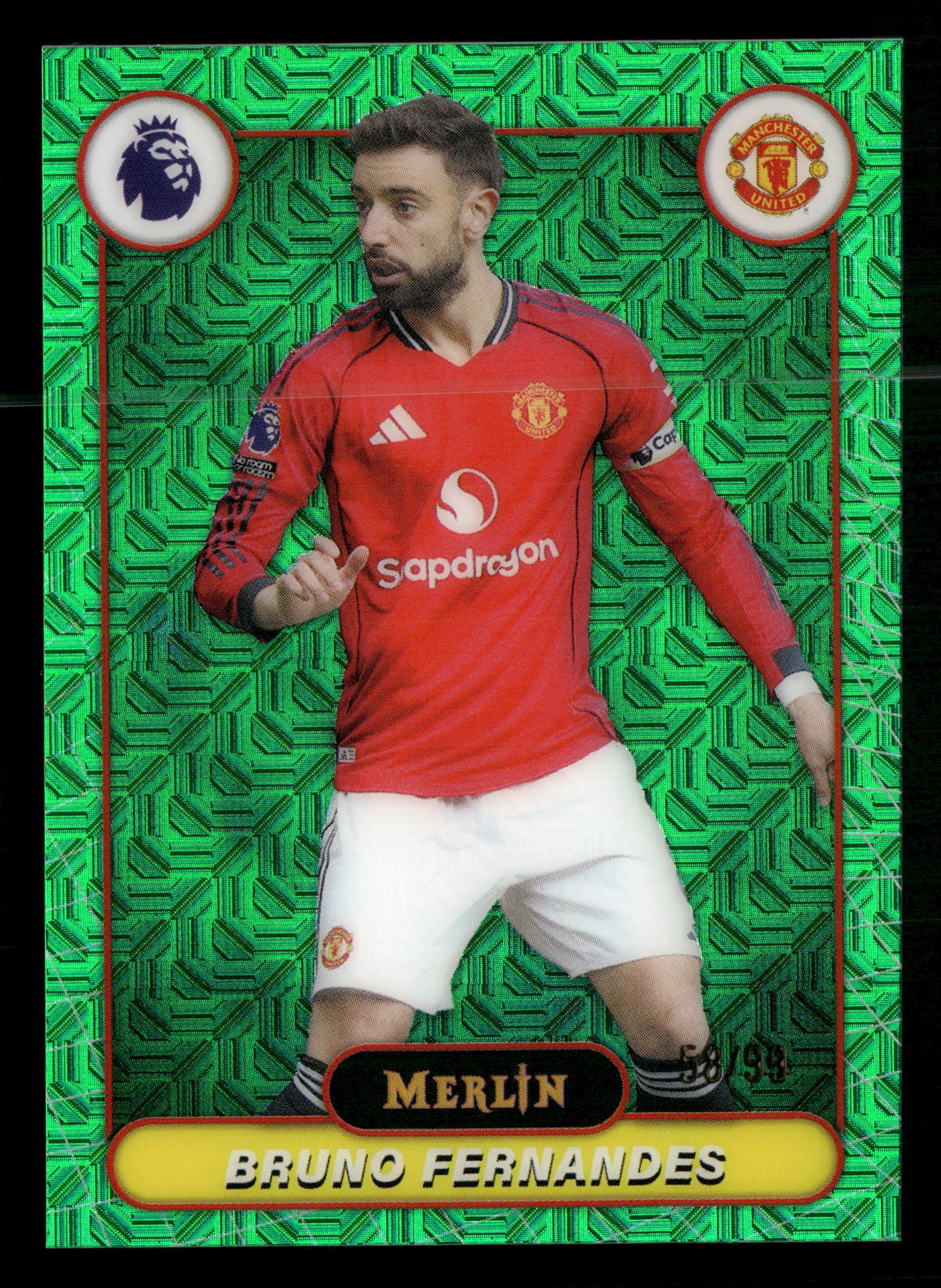 2026 Merlin Premier League #134 Bruno Fernandes Green Refractor /99