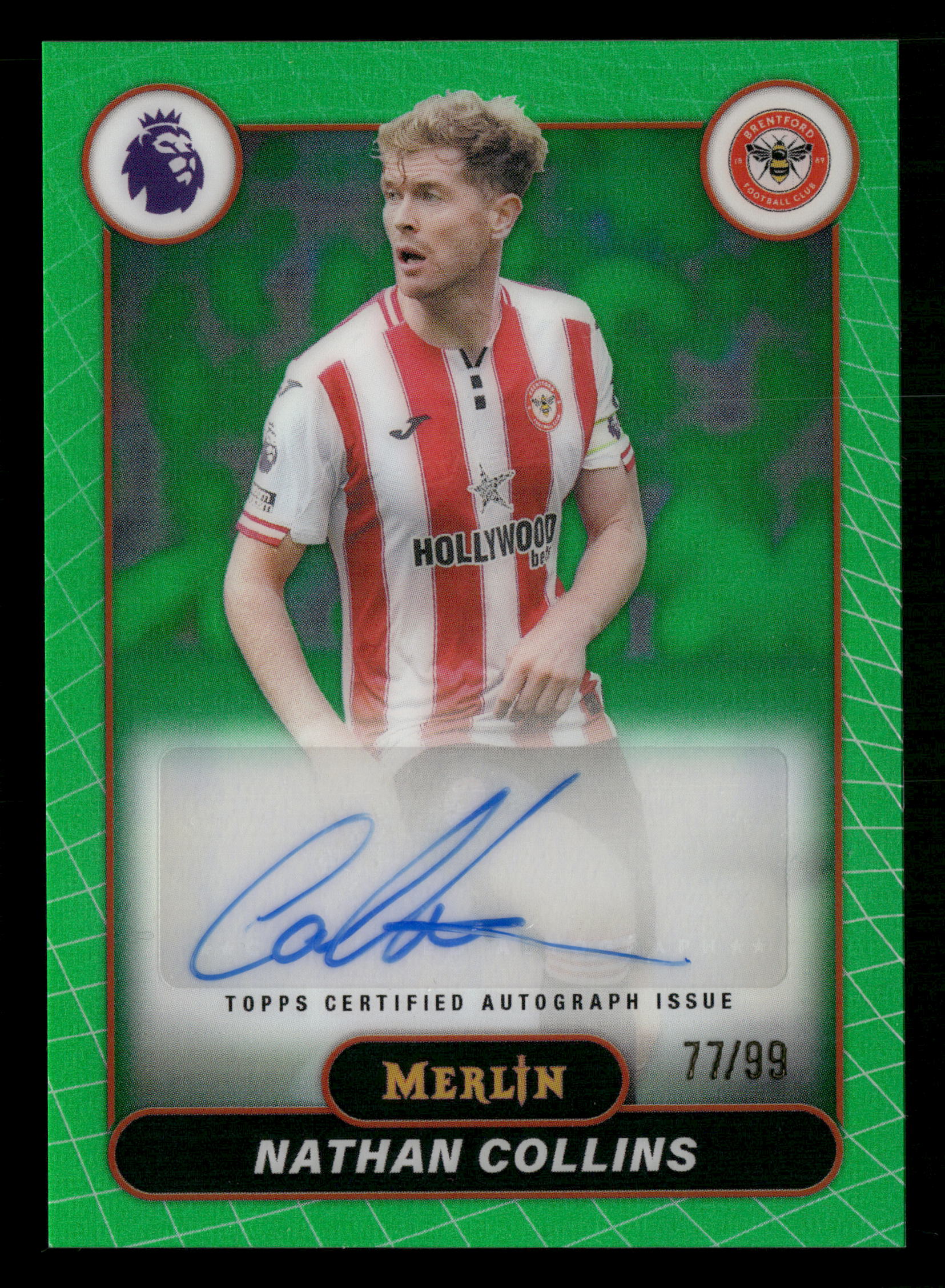 2026 Merlin Premier League #MV-NC Nathan Collins Autographs Green Refractor