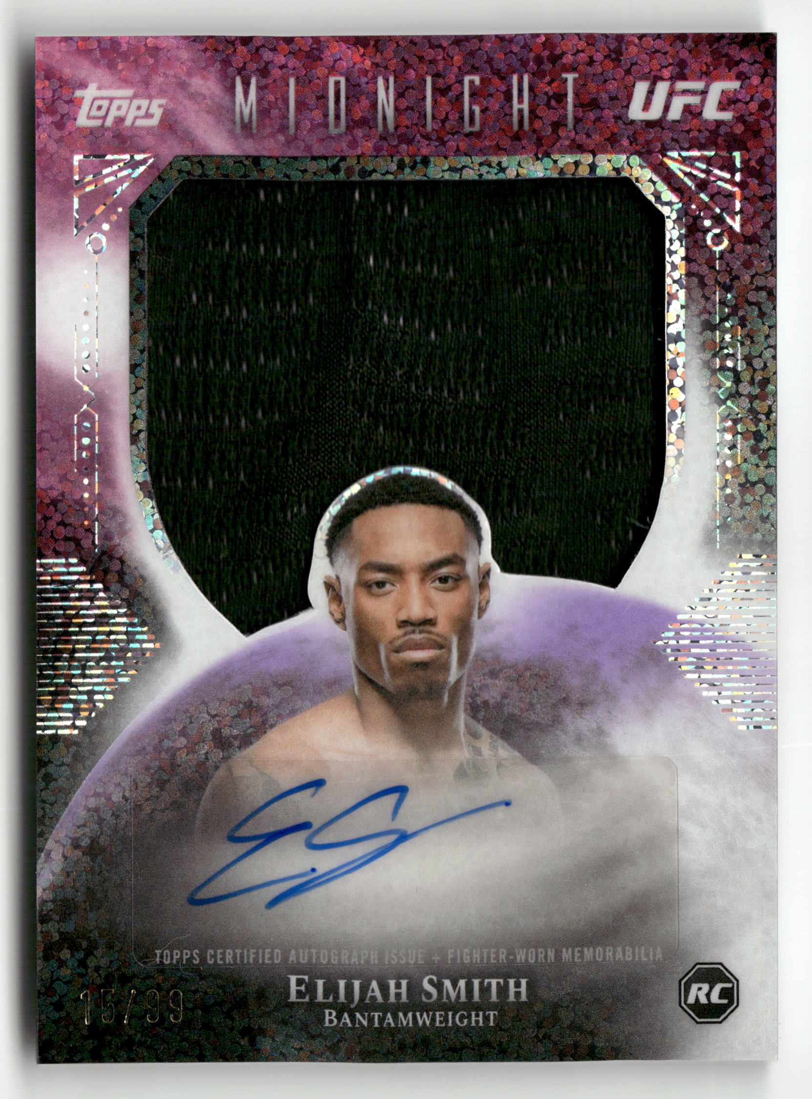 2026 Midnight UFC #RRA-ES Elijah Smith Rookie Relic Autographs Twilight #/99