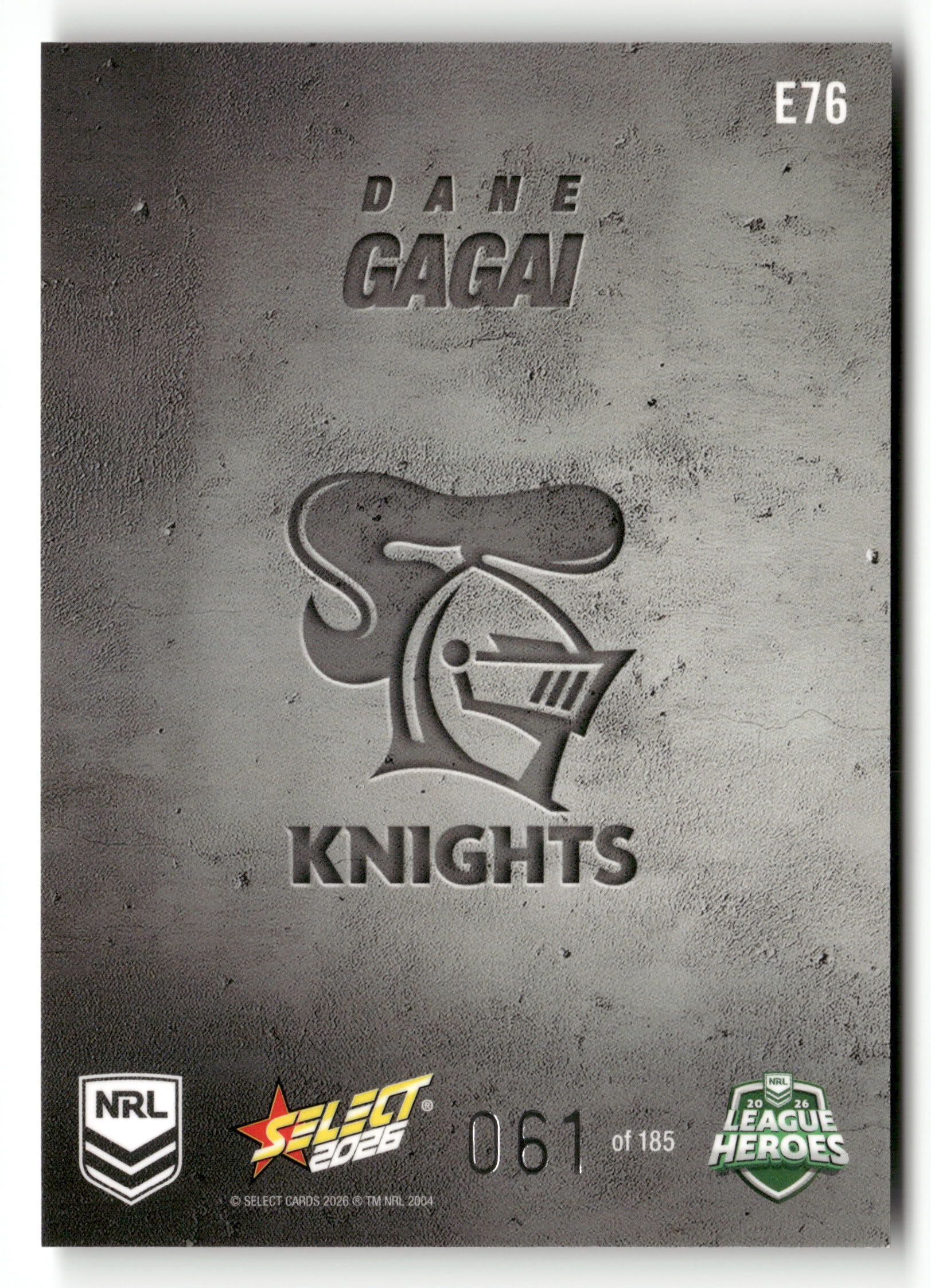 2026 SELECT NRL LEAGUE HEROES Etched Dane Gagai 061/185 - Image 2