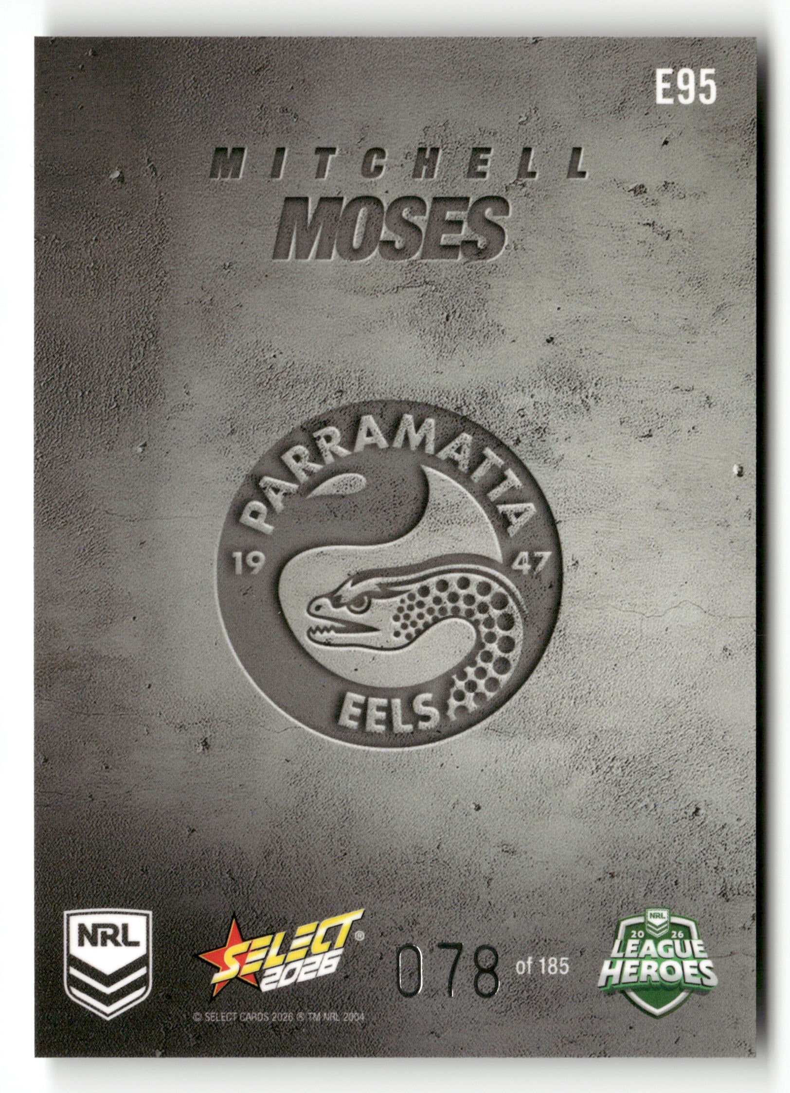 2026 SELECT NRL LEAGUE HEROES Etched Mitchell Moses 078/185 - Image 2