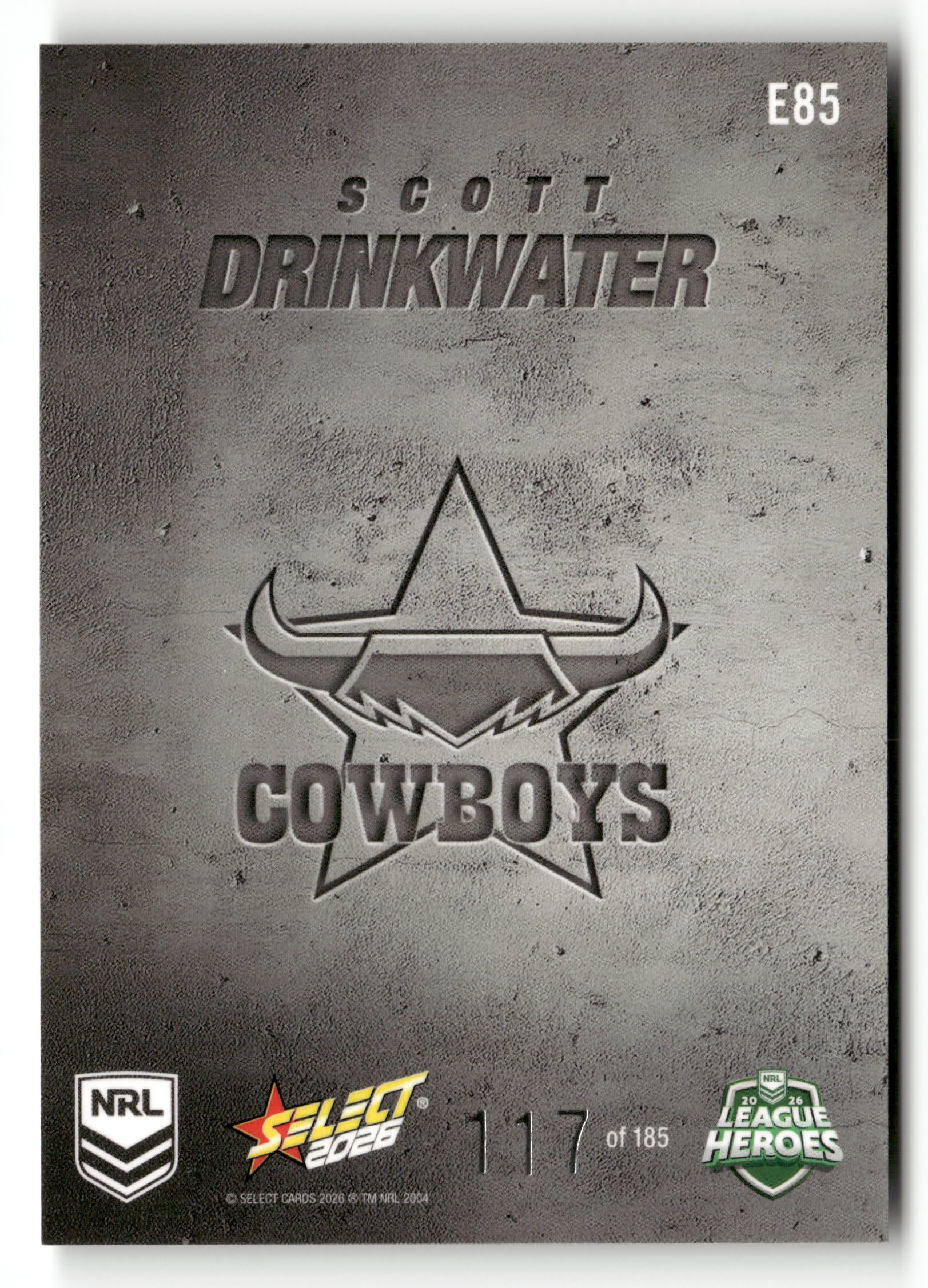 2026 SELECT NRL LEAGUE HEROES Etched Scott Drinkwater 117/185 - Image 2