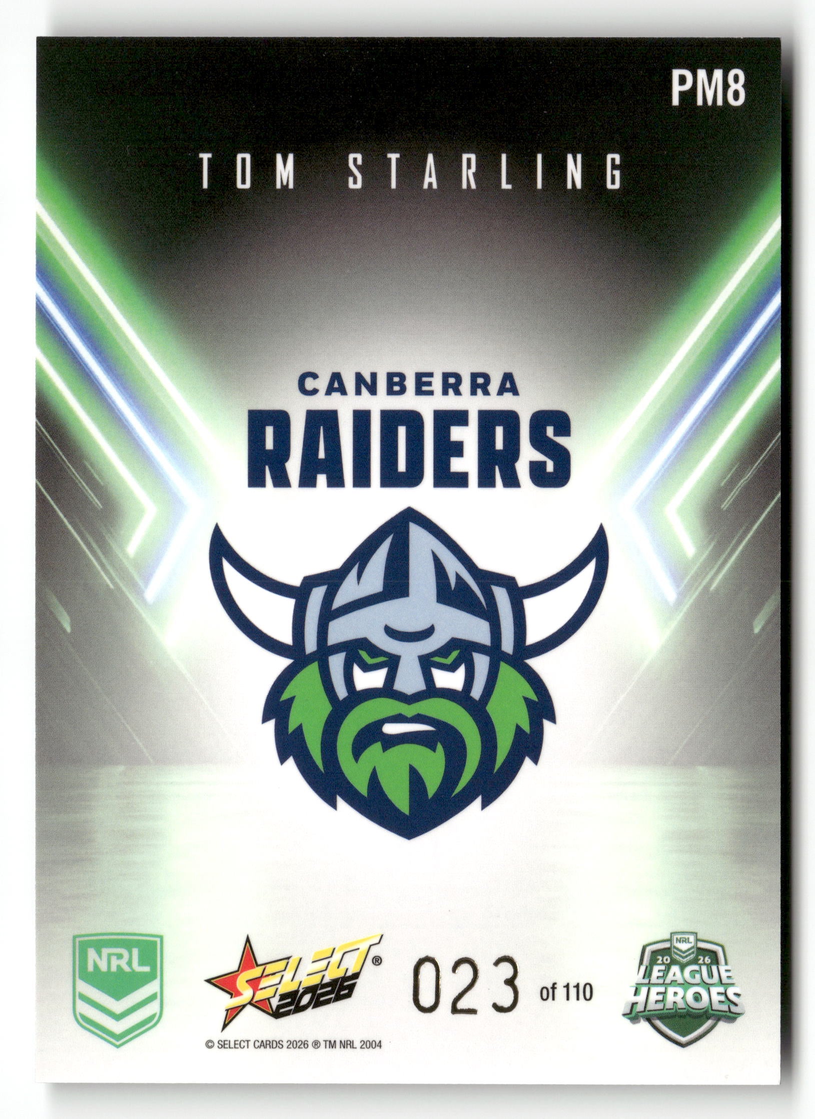 2026 SELECT NRL LEAGUE HEROES Playmakers Tom Starling 023/110 - Image 2