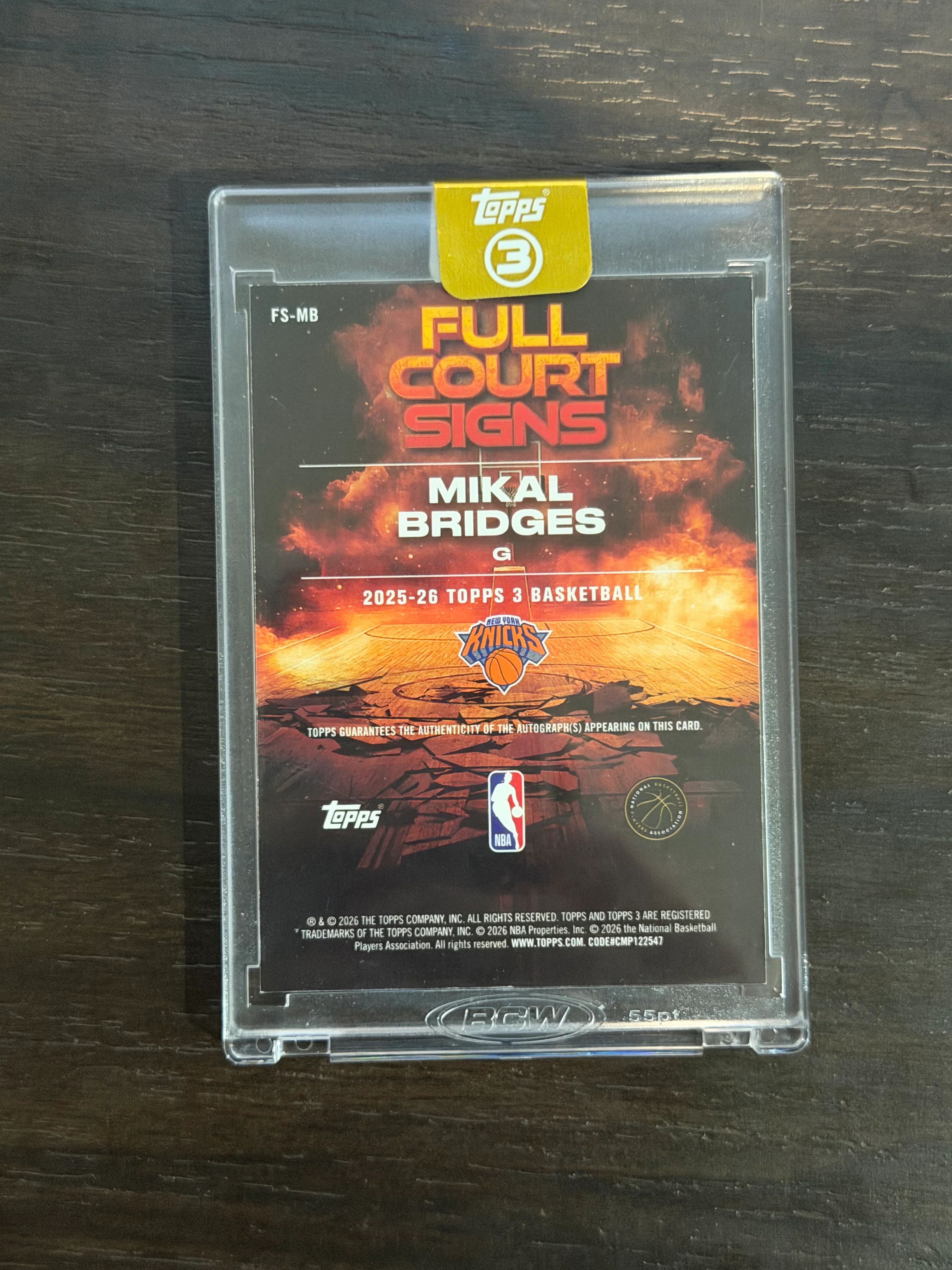 2026 Topps 3 platinum #FS-MB Mikal Bridges /10 On Card Auto - Image 2
