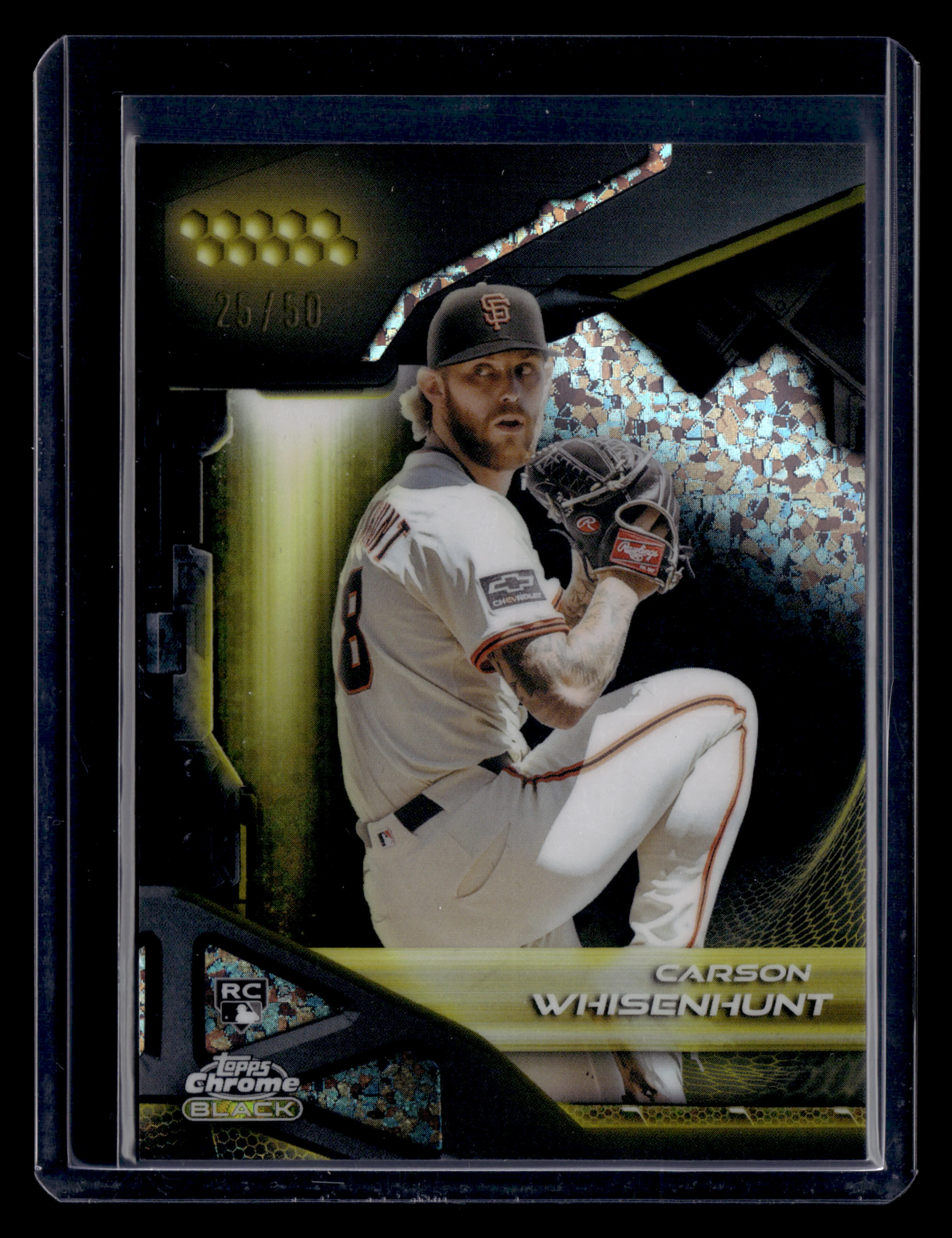 2026 Topps Chrome Black #123 Carson Whisenhunt Gold Mini-Diamond #/50 Rookie