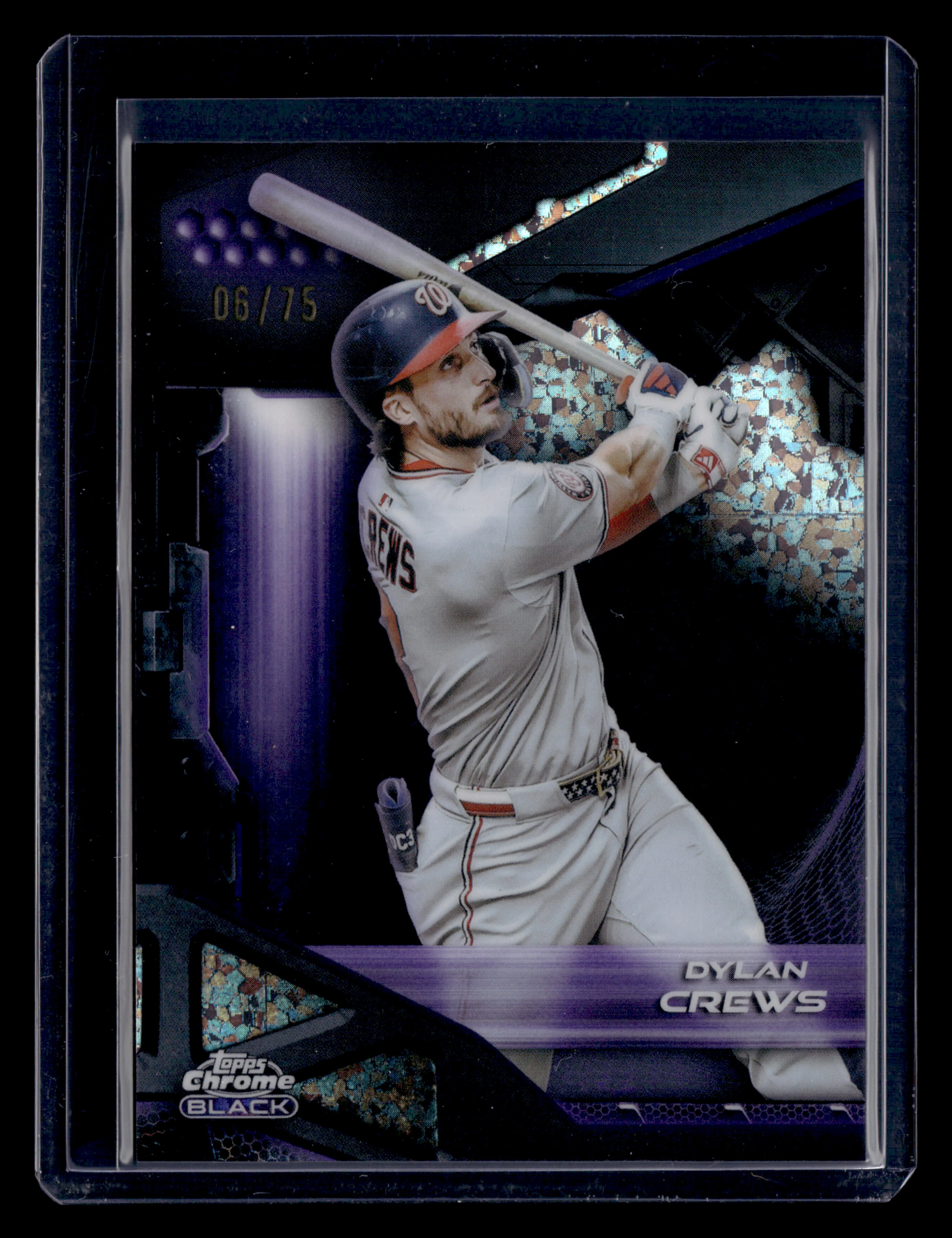 2026 Topps Chrome Black #155 Dylan Crews Purple Mini-Diamond Refractor #/75