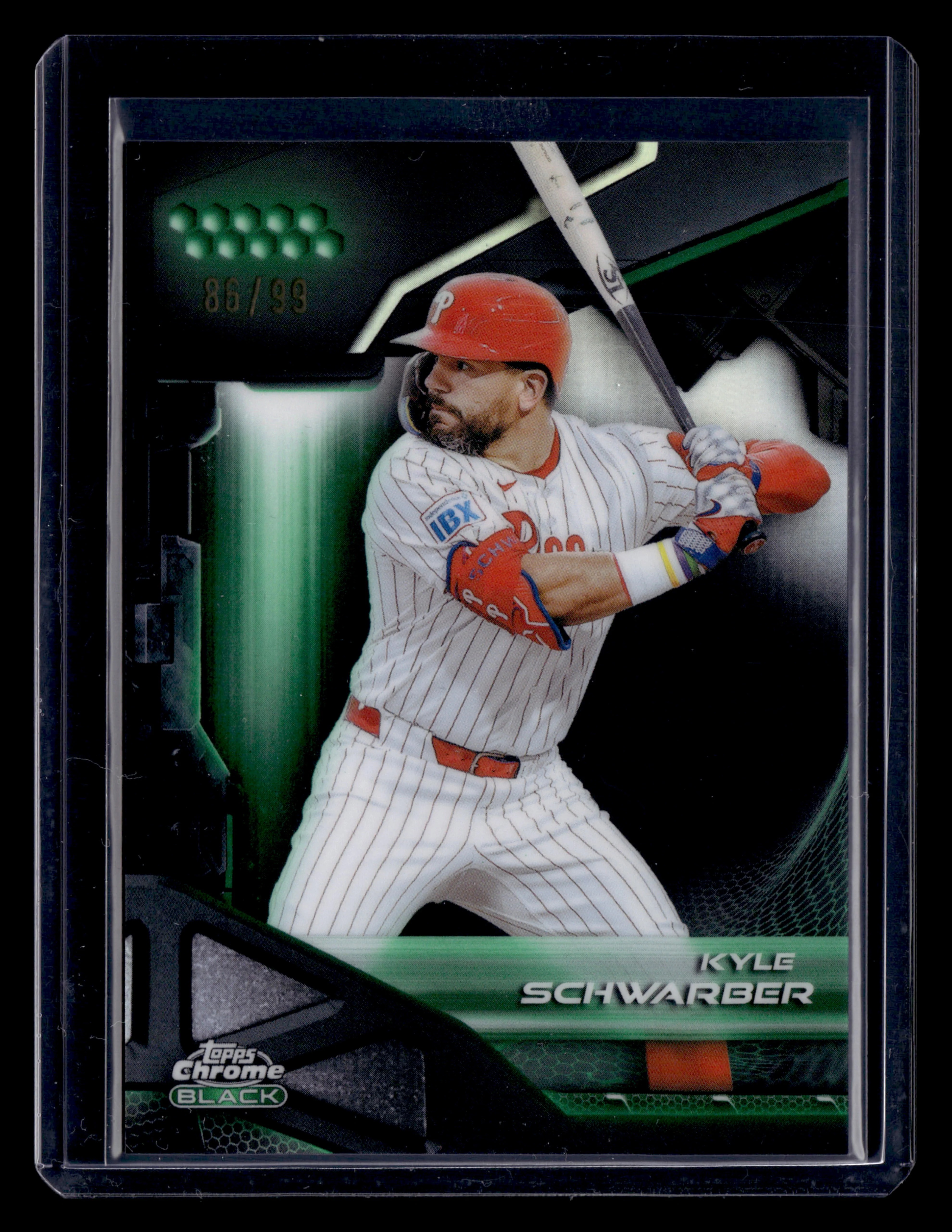 2026 Topps Chrome Black #200 Kyle Schwarber Green Refractor #/99
