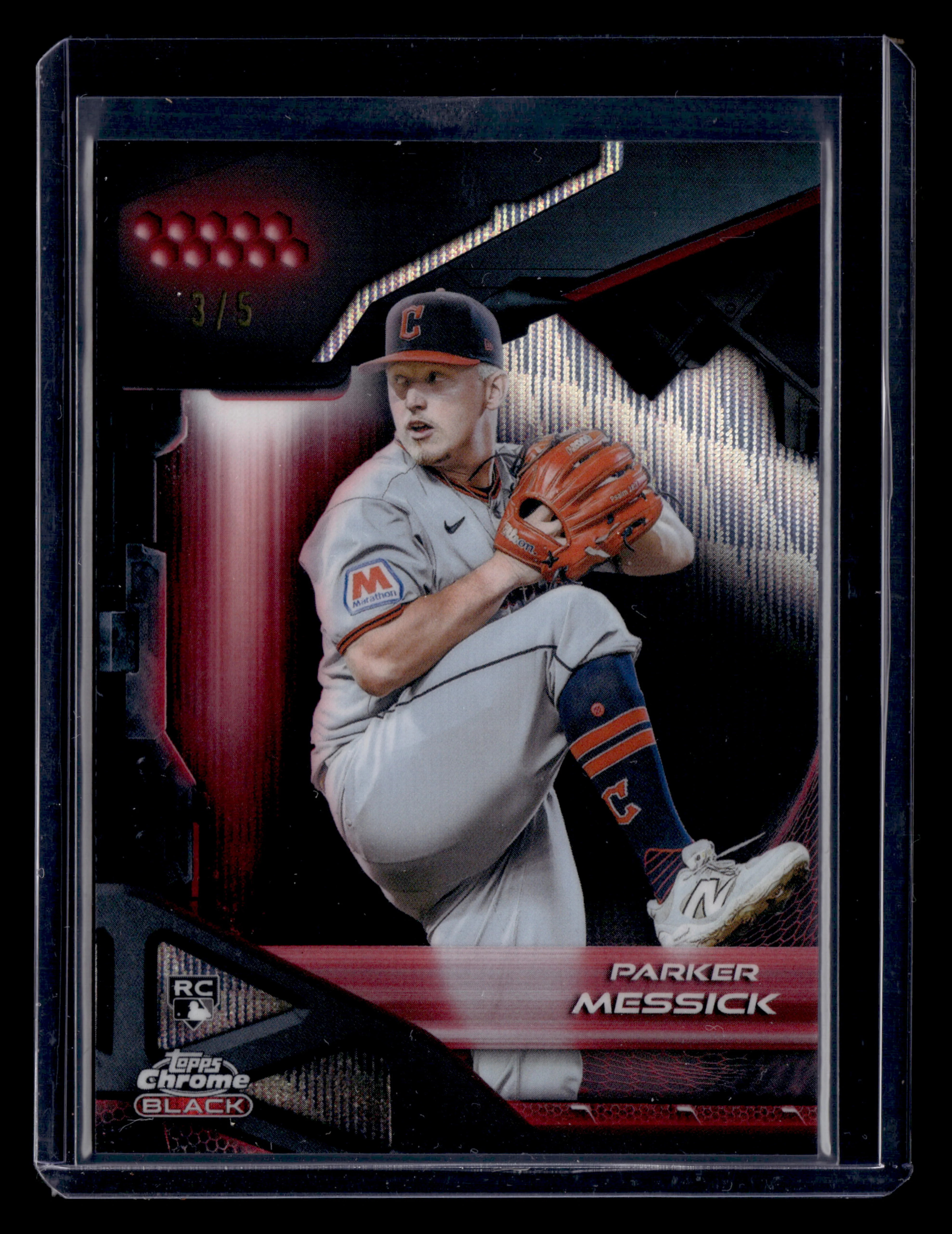 2026 Topps Chrome Black #52 Parker Messick Red Wave Refractor #/5 Rookie