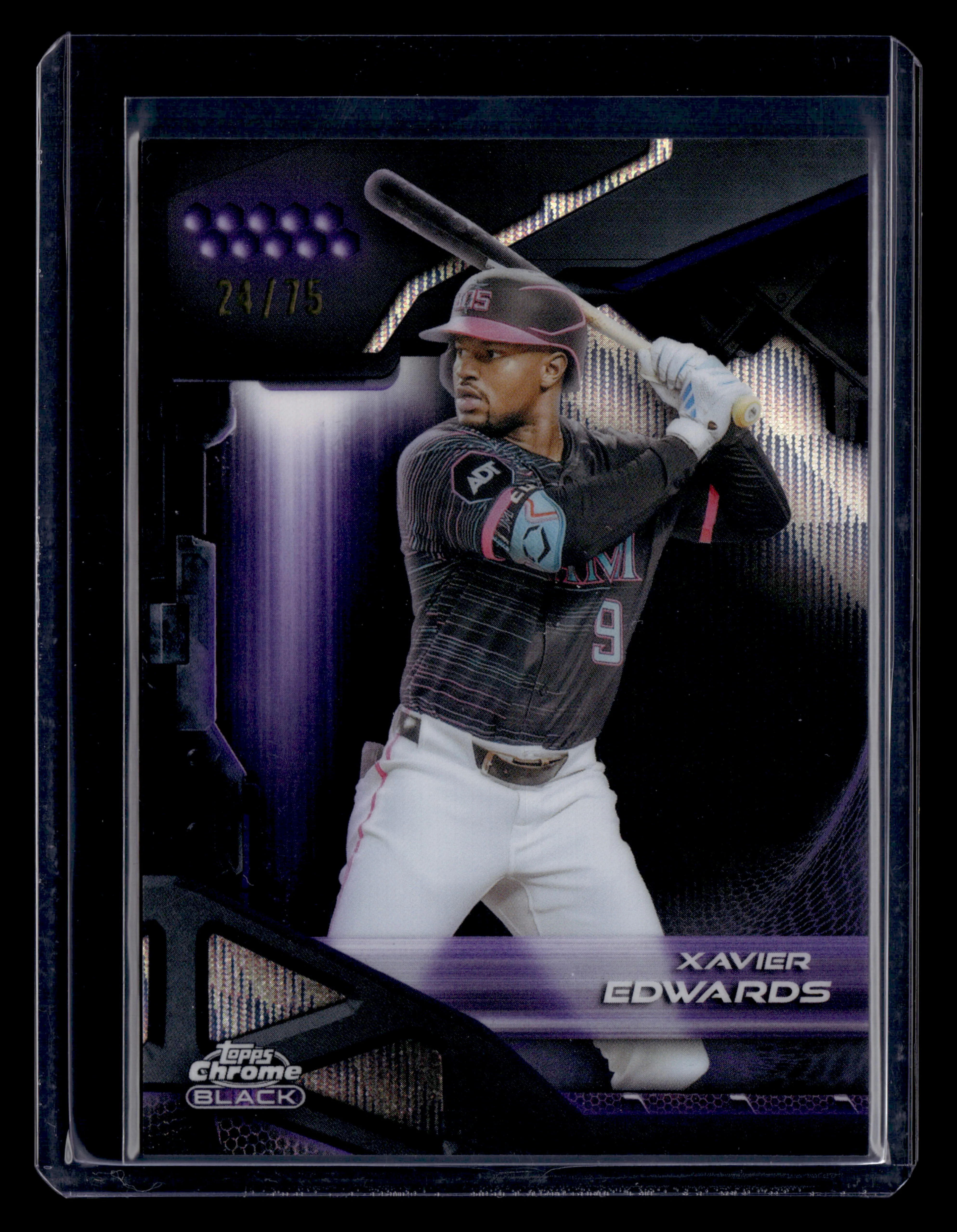 2026 Topps Chrome Black #64 Xavier Edwards Purple Wave Refractor #/75