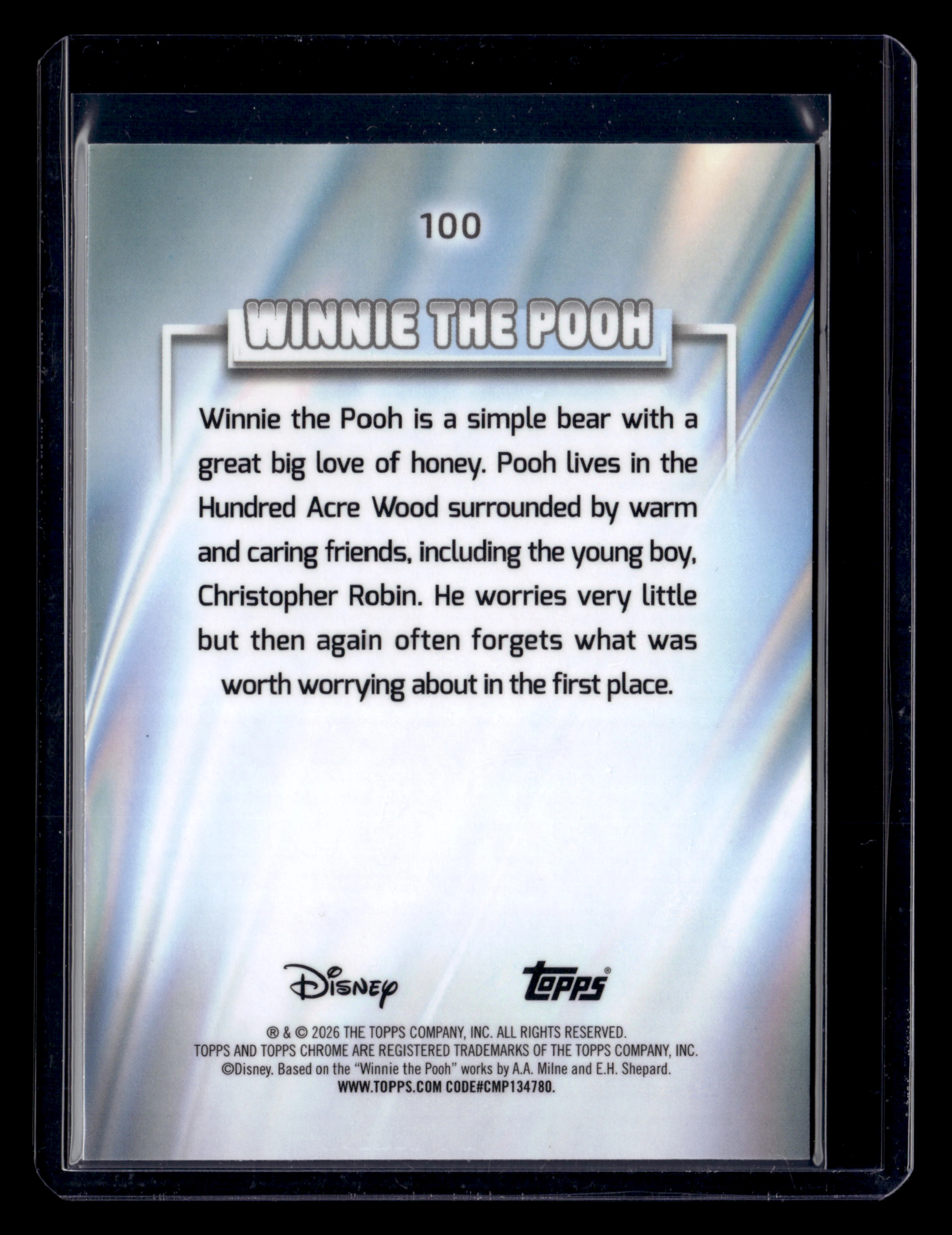 2026 Topps Chrome Disney 100 Winnie The Pooh Blue Wave Refractor /150 - Image 2