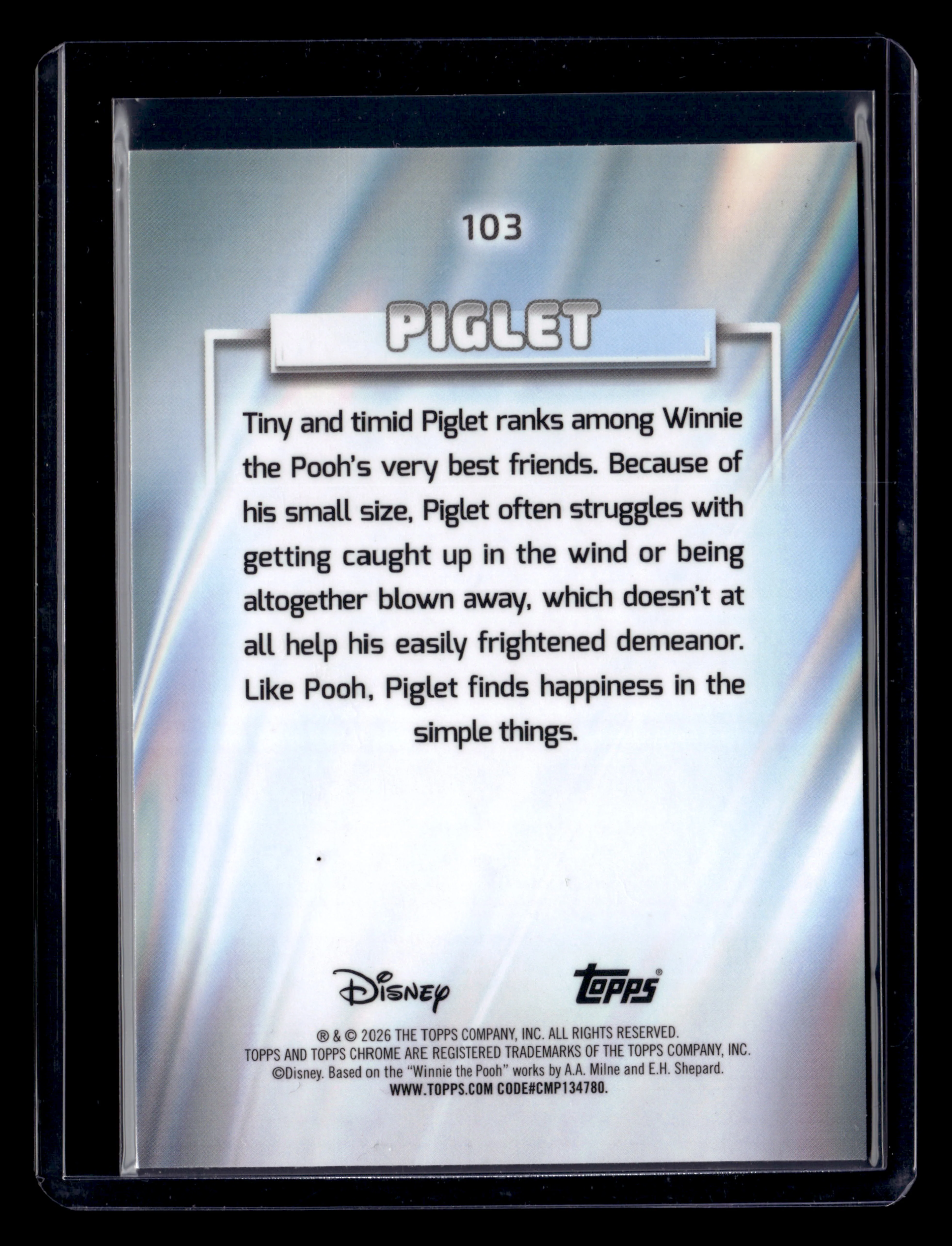 2026 Topps Chrome Disney 103 Piglet Magenta Refractor /399 - Image 2