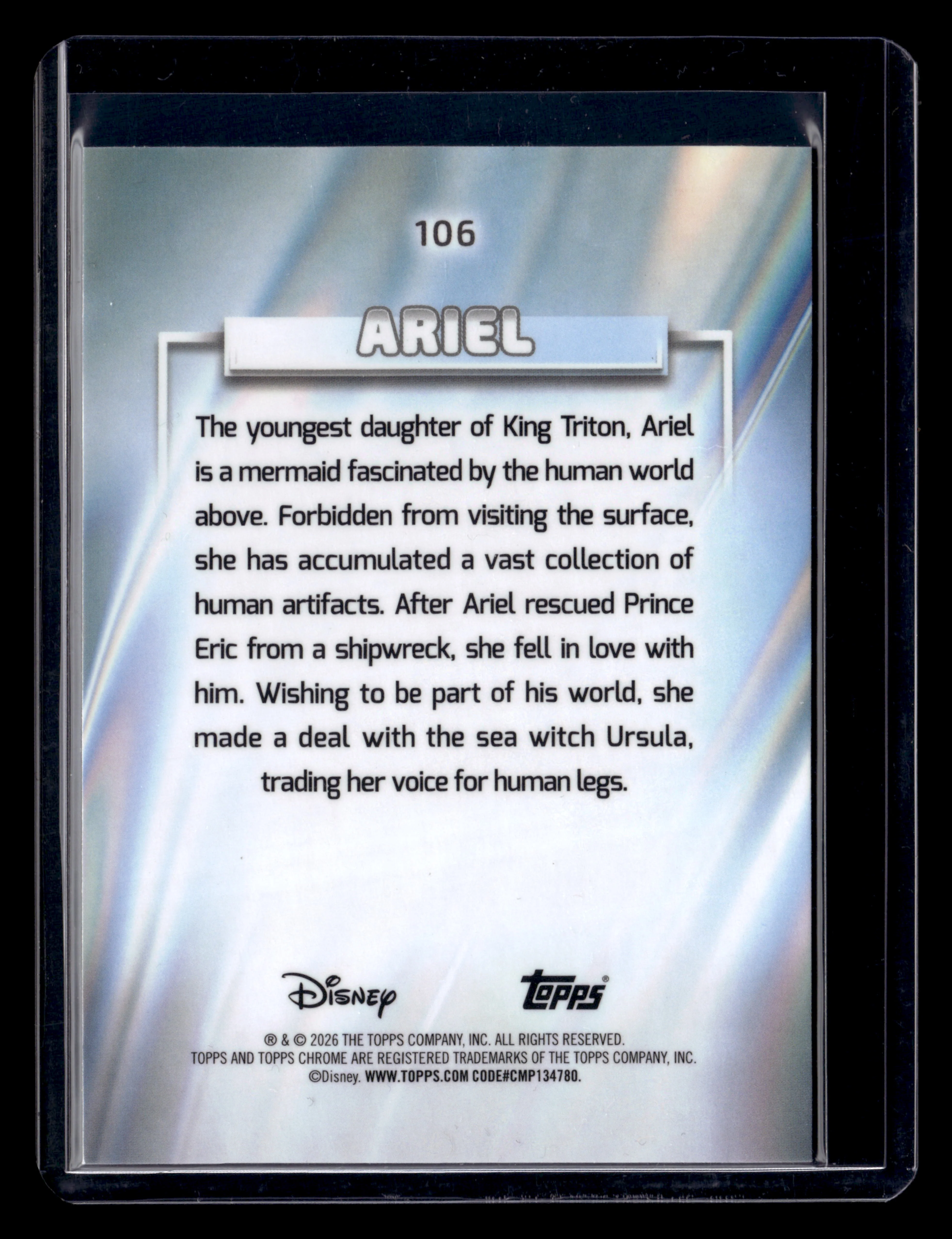 2026 Topps Chrome Disney 106 Sisu Ariel Pink Refractor /399 - Image 2