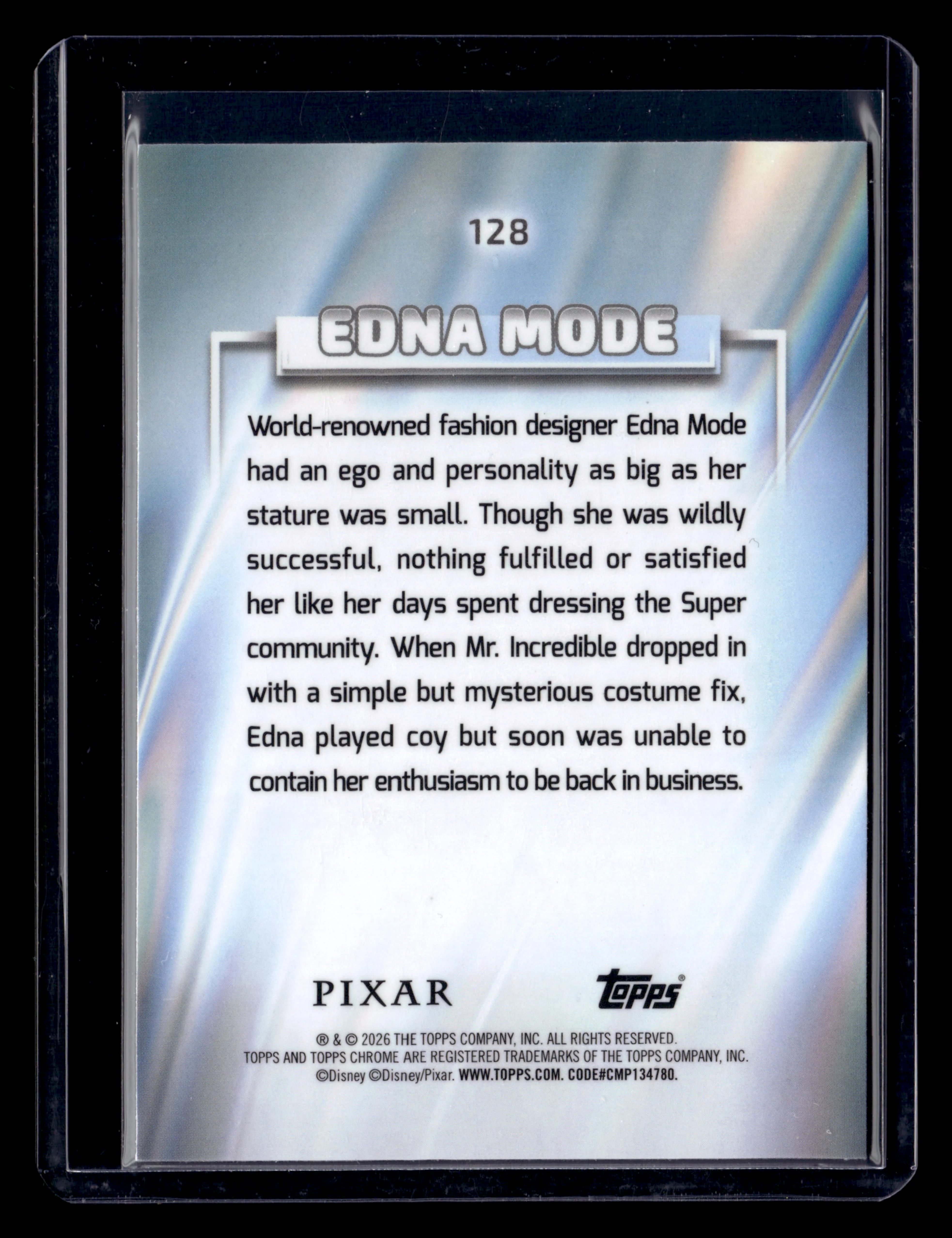 2026 Topps Chrome Disney 128 Edna Mode Aqua Wave /199 - Image 2