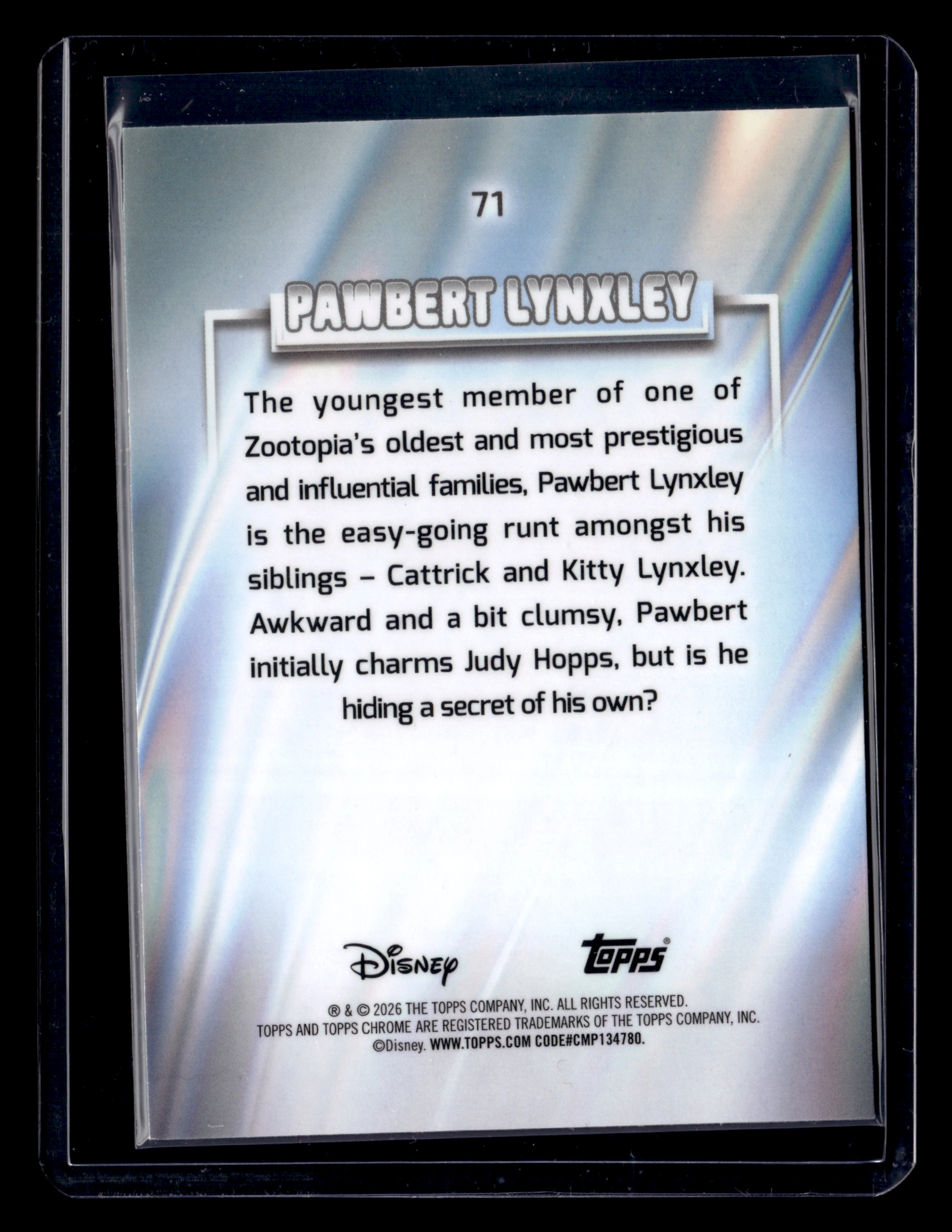 2026 Topps Chrome Disney 150 Pawbert Blue Wave Refractor /150 - Image 2